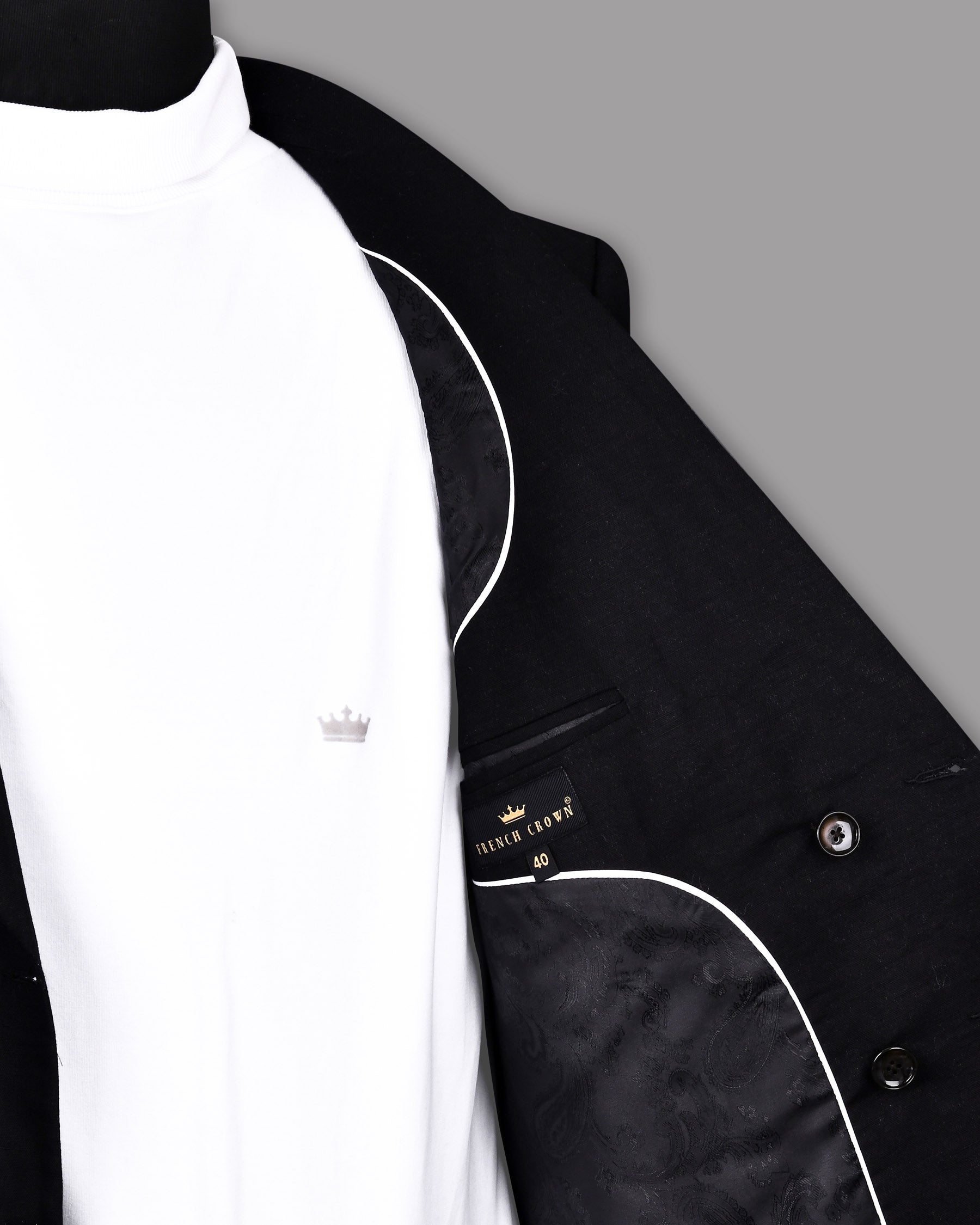 Jade Black Luxurious Linen Double-Breasted Sports Blazer