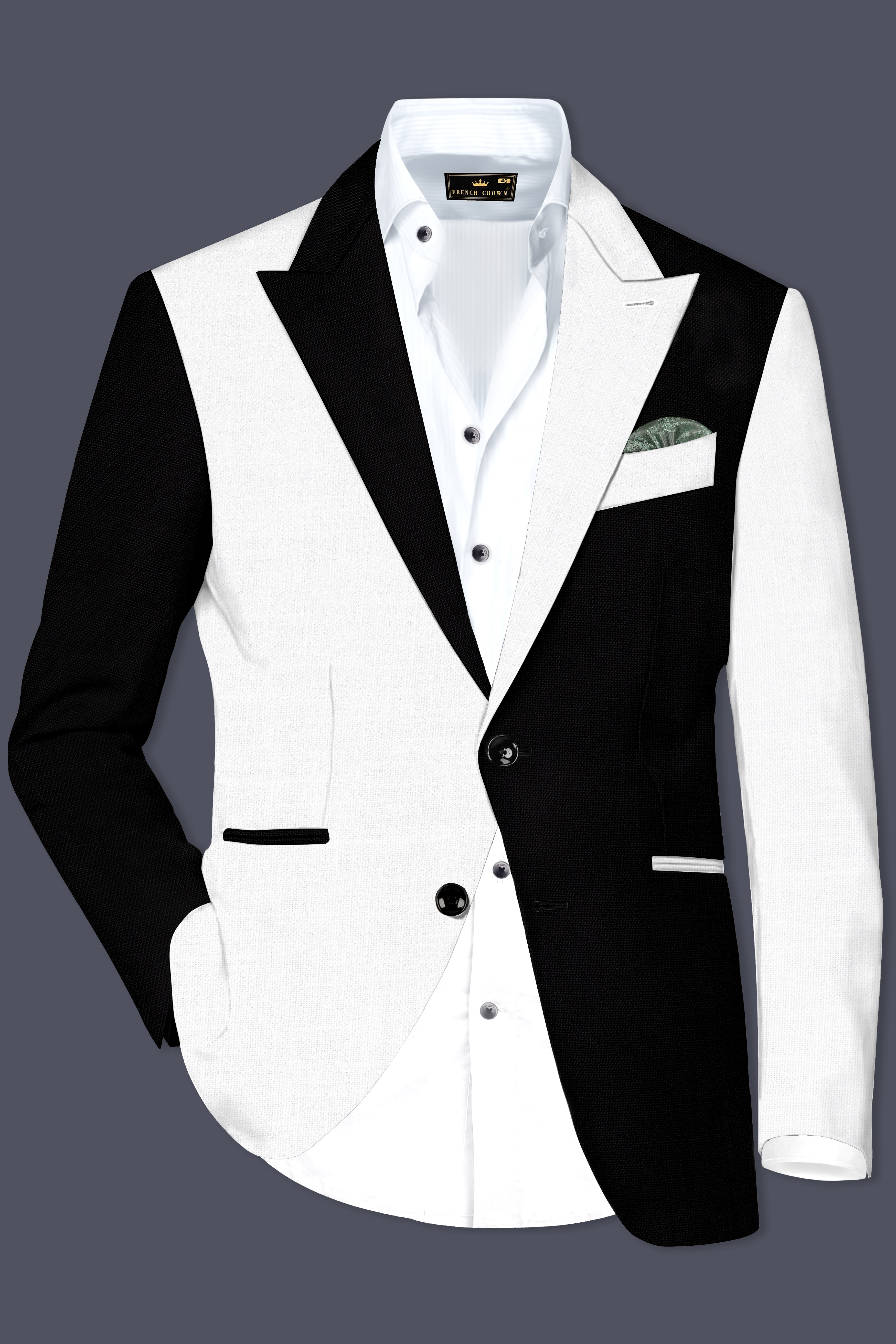 Black & White Luxurious Linen Blazer