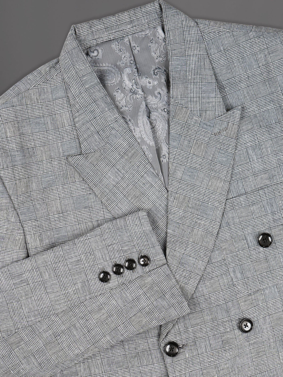 Star Dust Gray Plaid Premium Cotton Double Breasted Sports Blazer