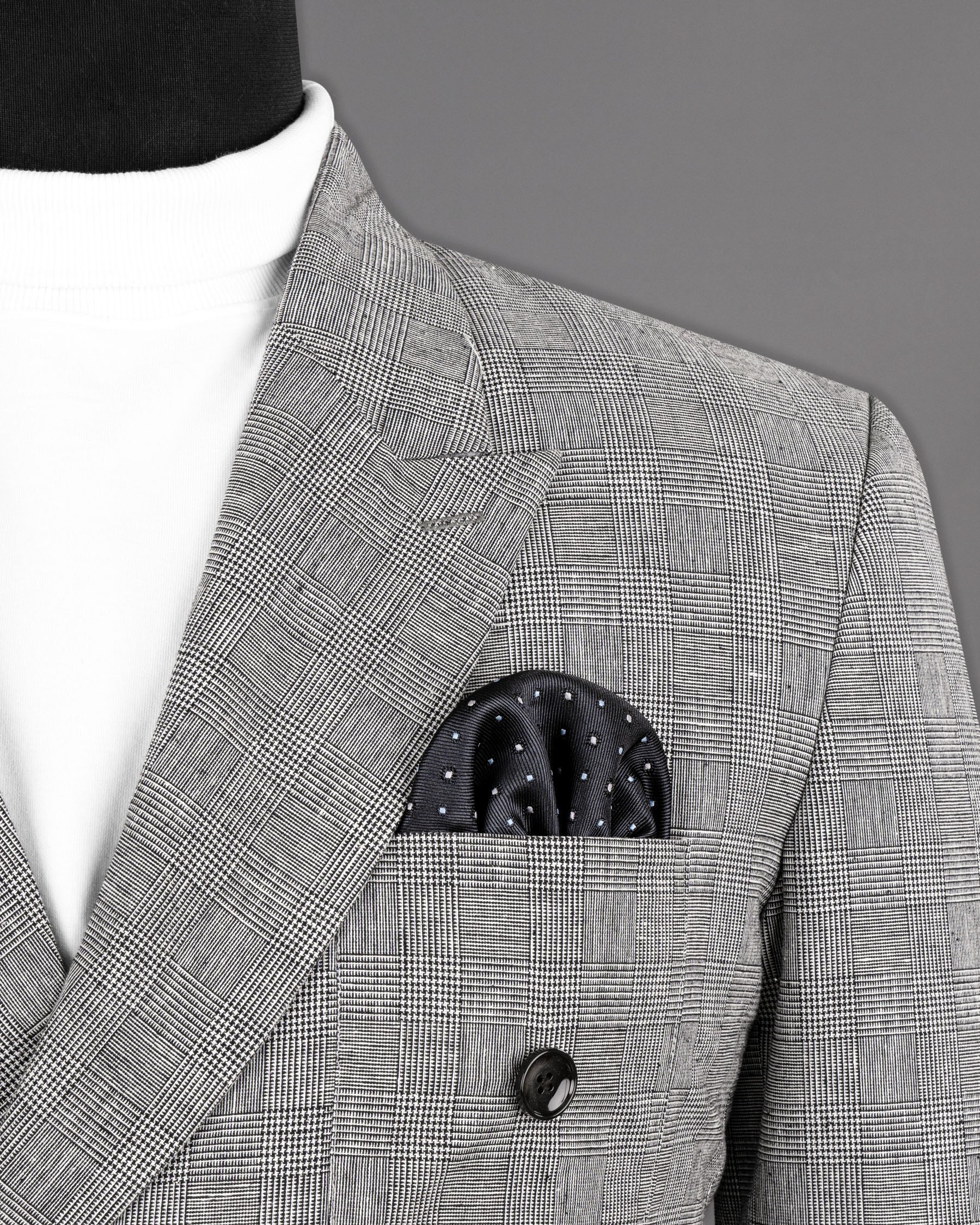 Star Dust Gray Plaid Premium Cotton Double Breasted Sports Blazer