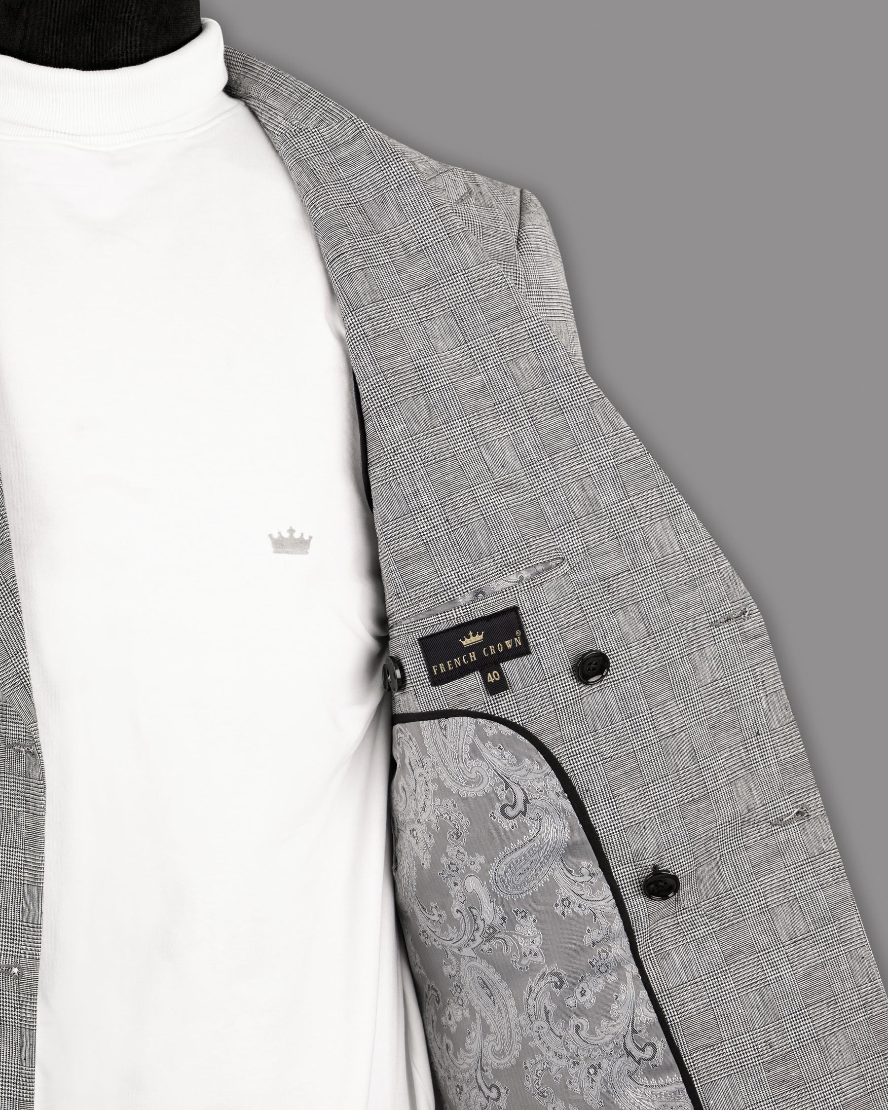 Star Dust Gray Plaid Premium Cotton Double Breasted Sports Blazer