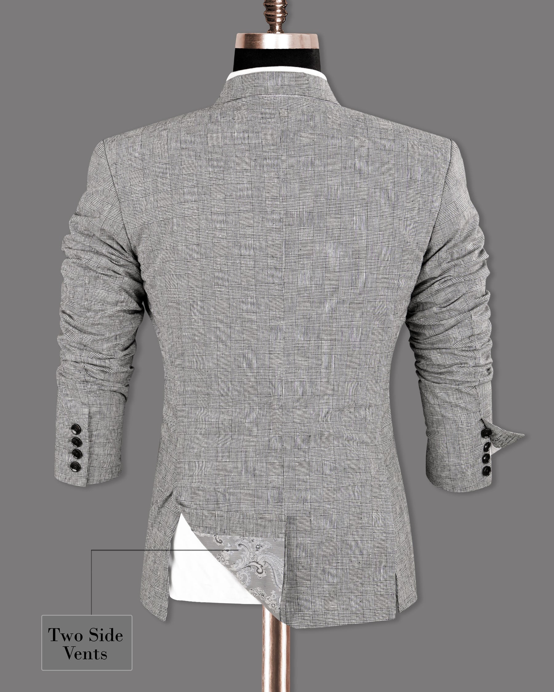 Star Dust Gray Plaid Premium Cotton Double Breasted Sports Blazer