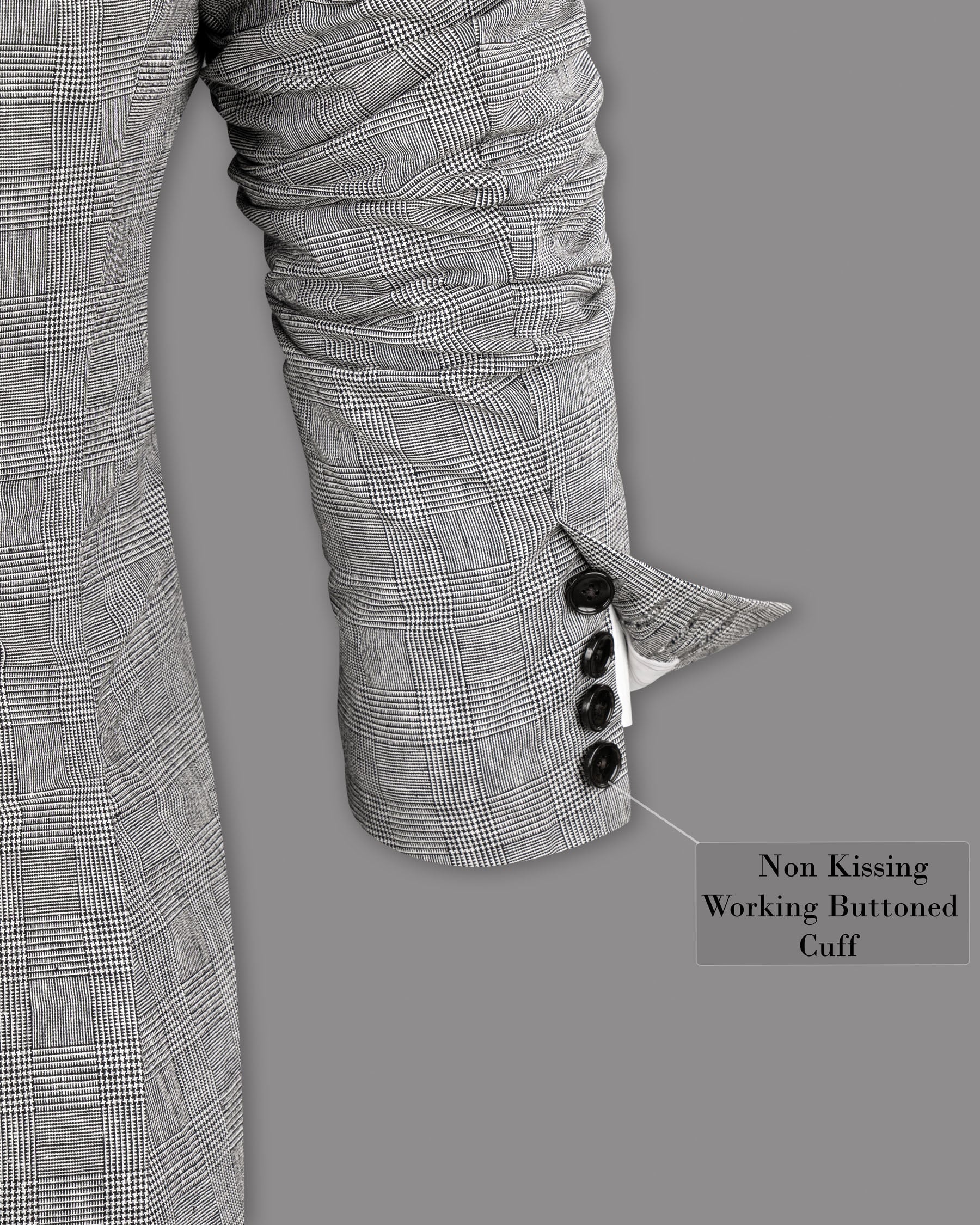 Star Dust Gray Plaid Premium Cotton Double Breasted Sports Blazer