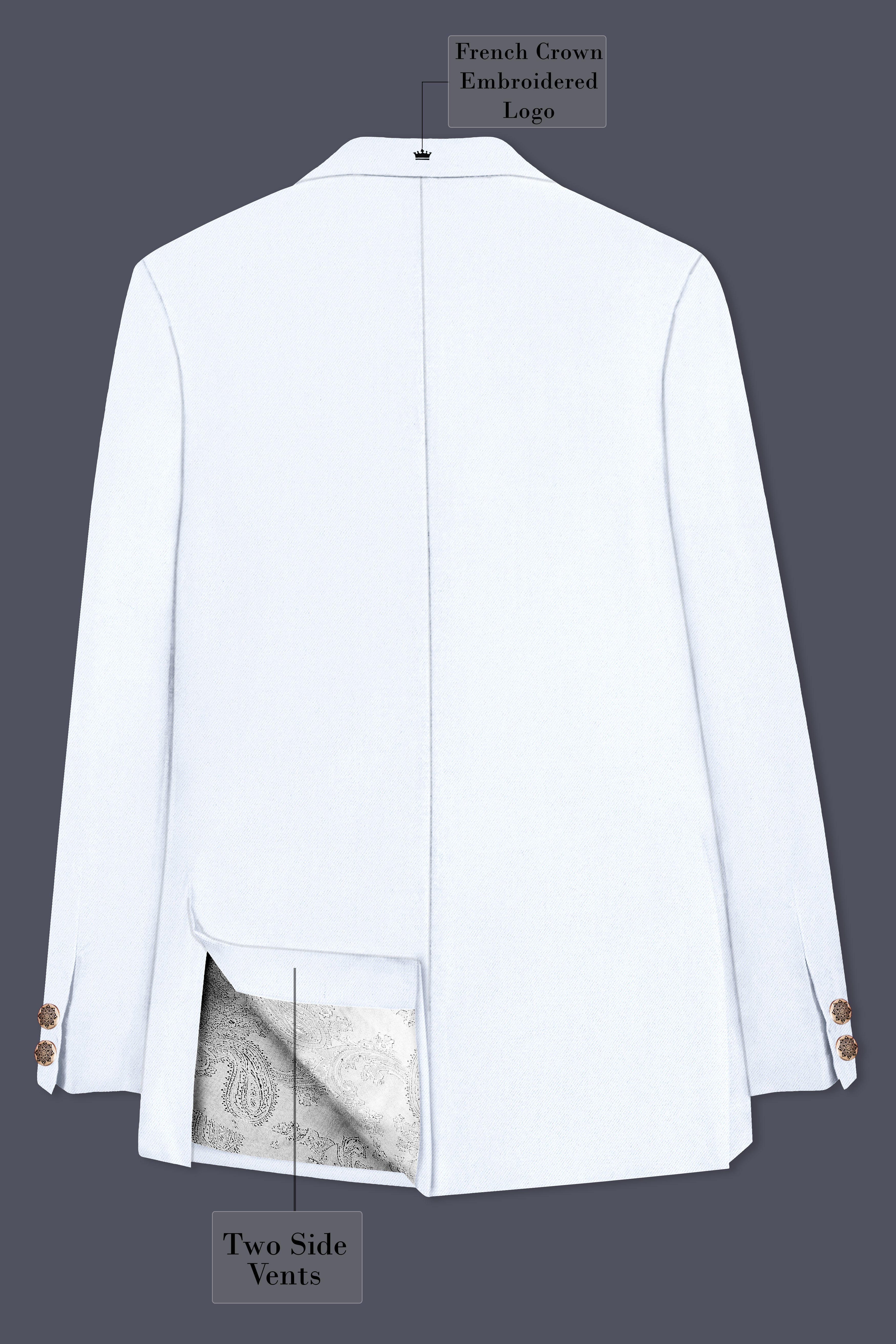 Bright White Stretchable Subtle Sheen Bandhgala/Mandarin Blazer