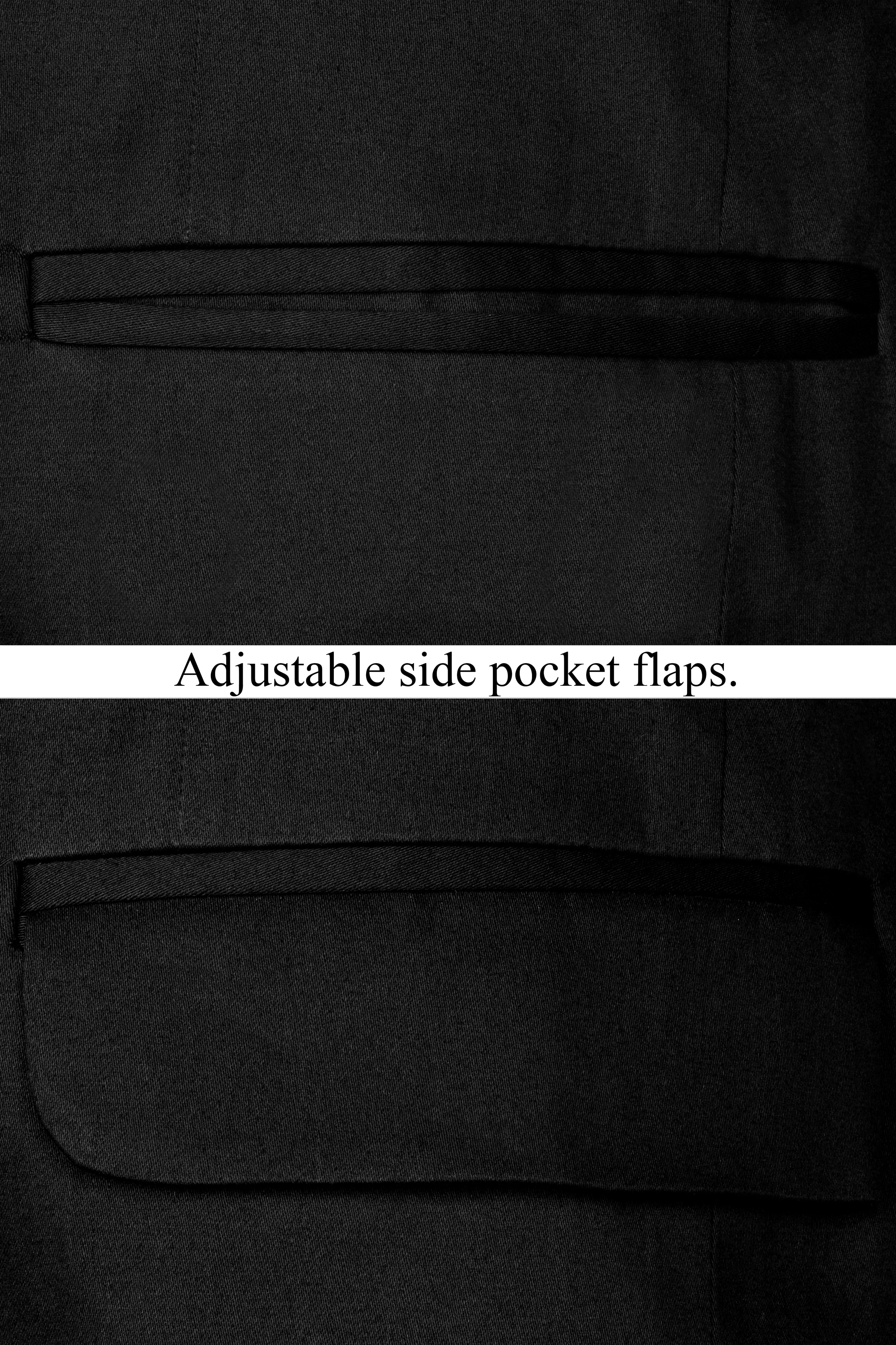 Jade Black Solid Premium Cotton Bandhgala Stretchable Traveler Blazer