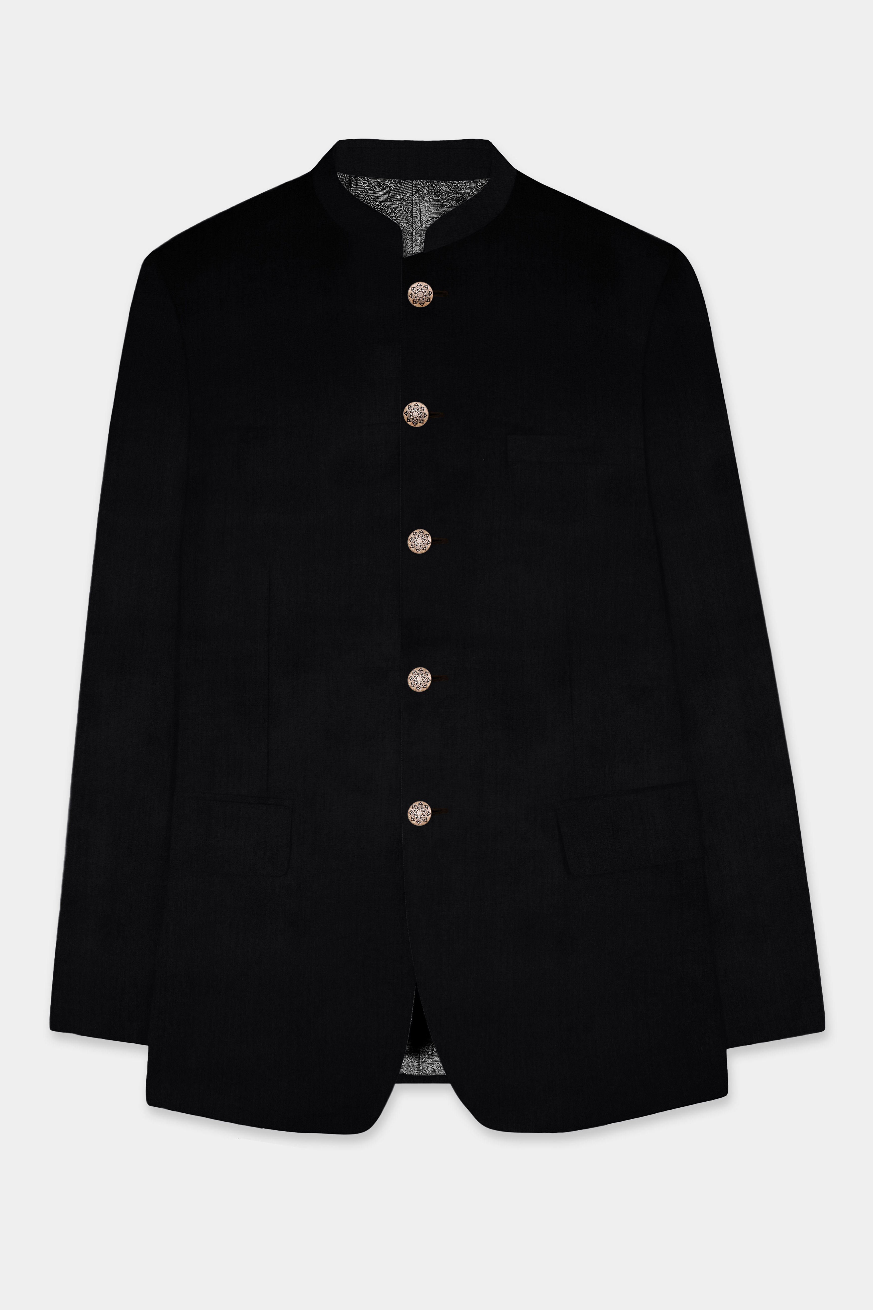 Jade Black Solid Premium Cotton Bandhgala Stretchable Traveler Blazer