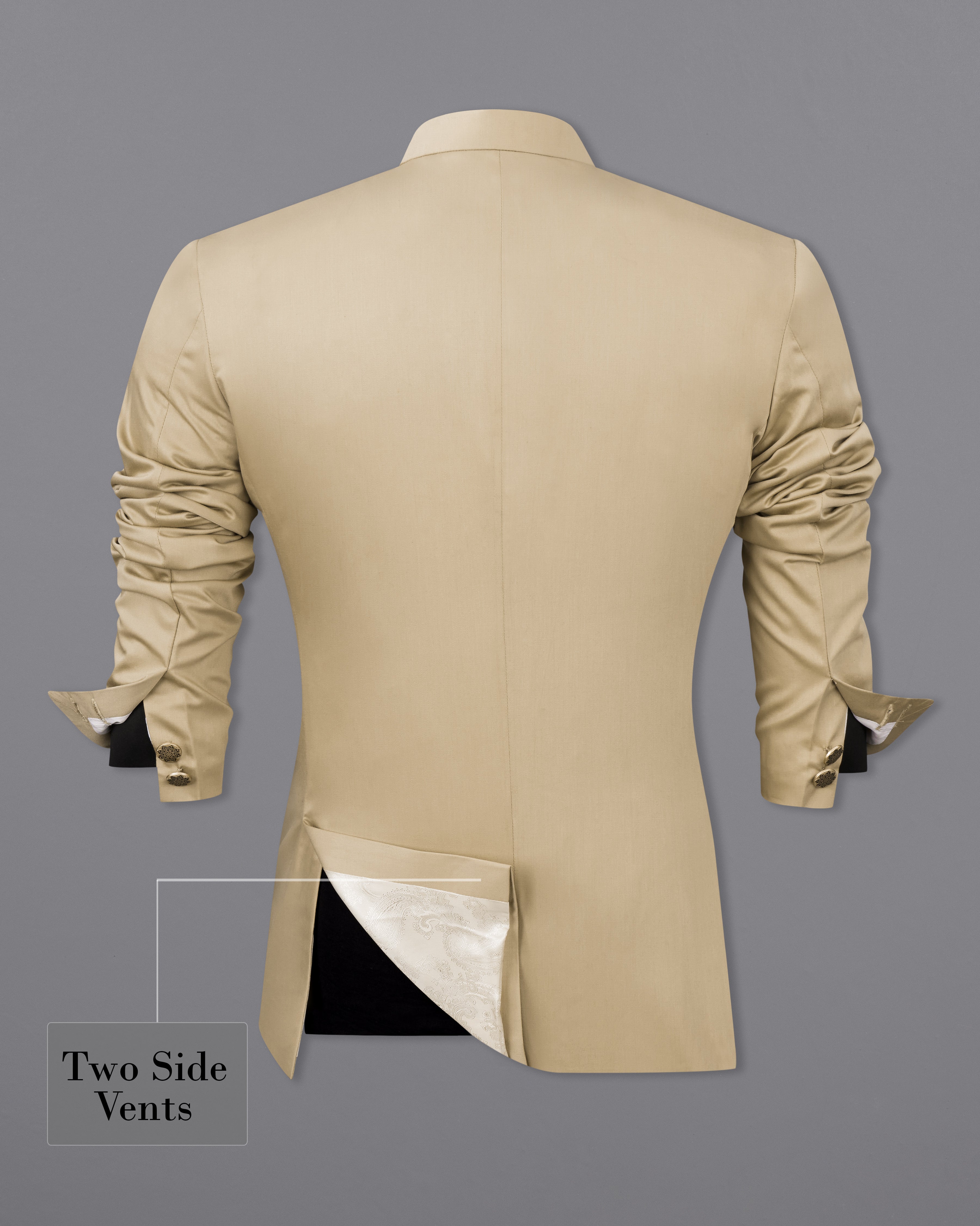 Hazelnut Subtle Sheen Wool rich Bandhgala/Mandarin Blazer