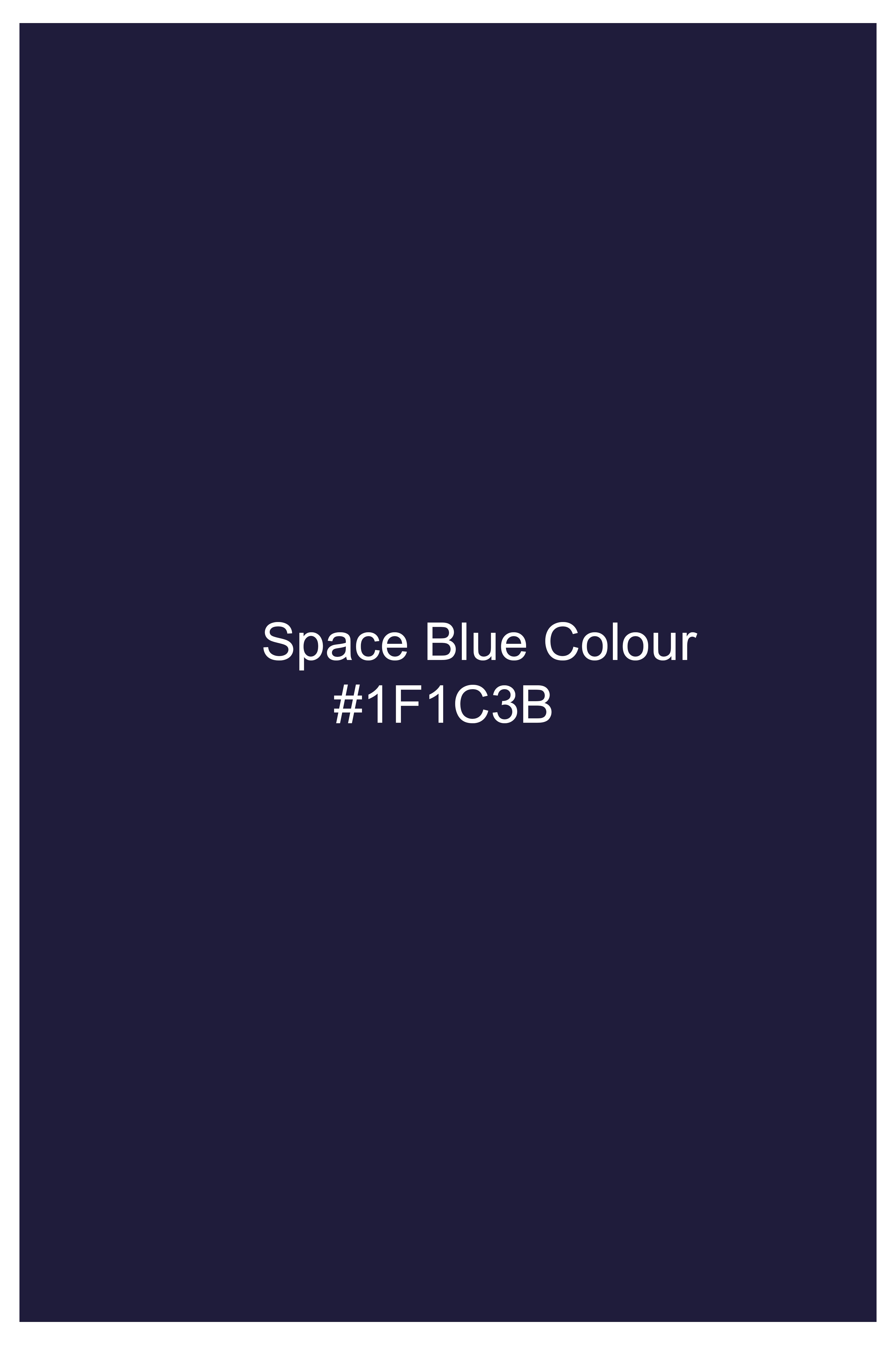 Space Blue Subtle Sheen Wool Rich Bandhgala/Mandarin Blazer
