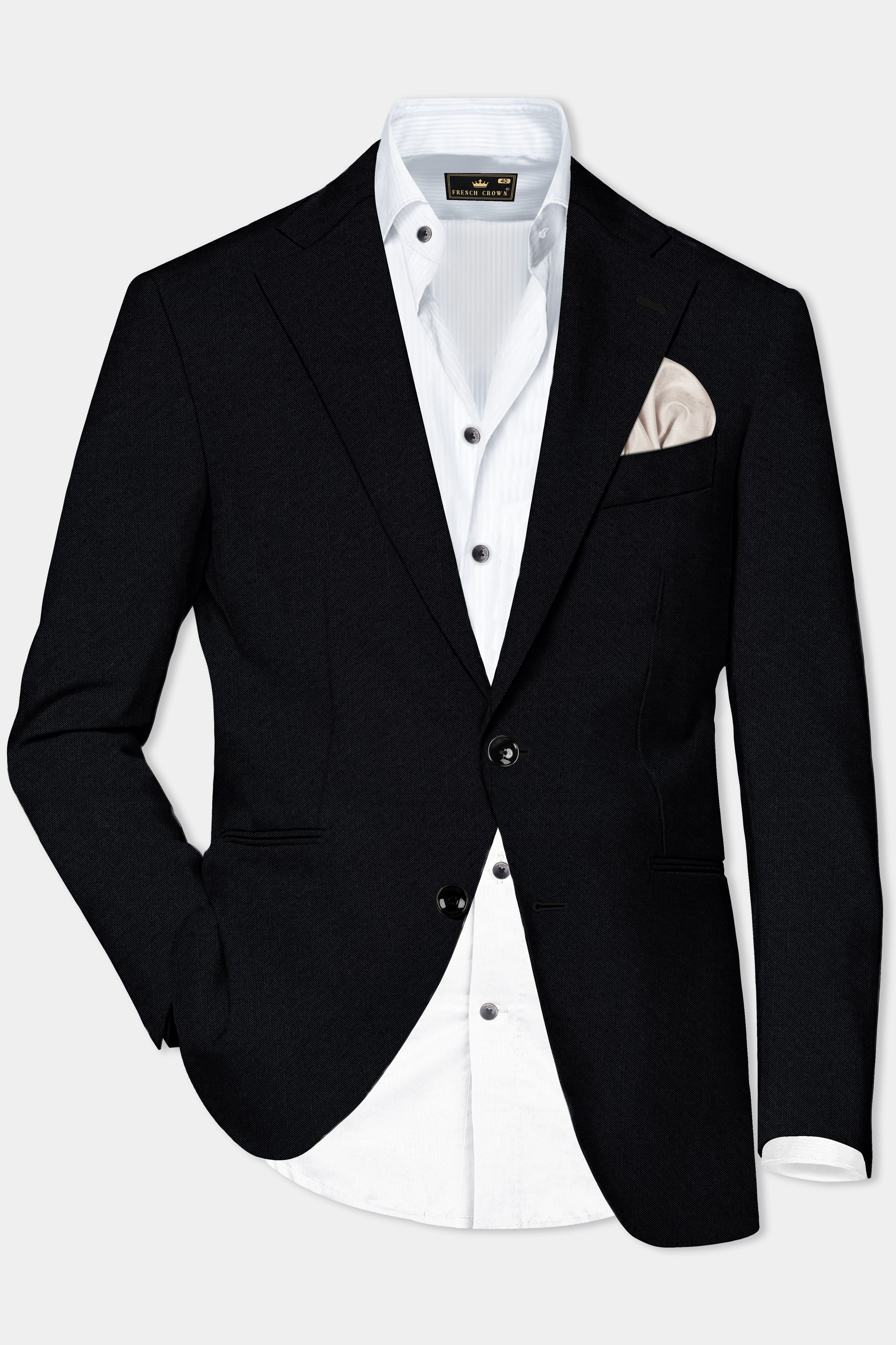 Jade Black Solid Stretchable Premium Cotton traveler Blazer