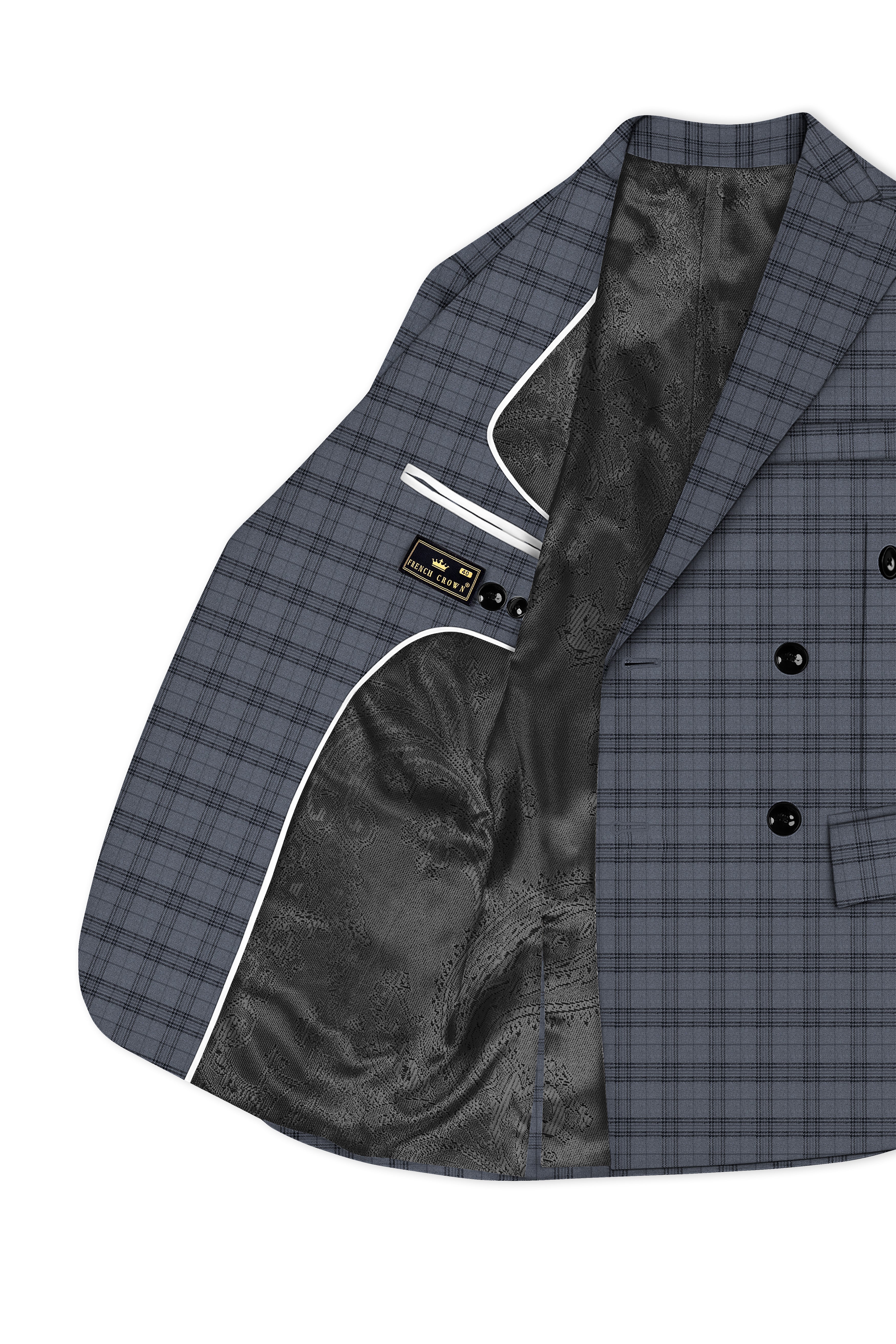 Masala Grey Plaid Double Breasted Wool Rich Blazer