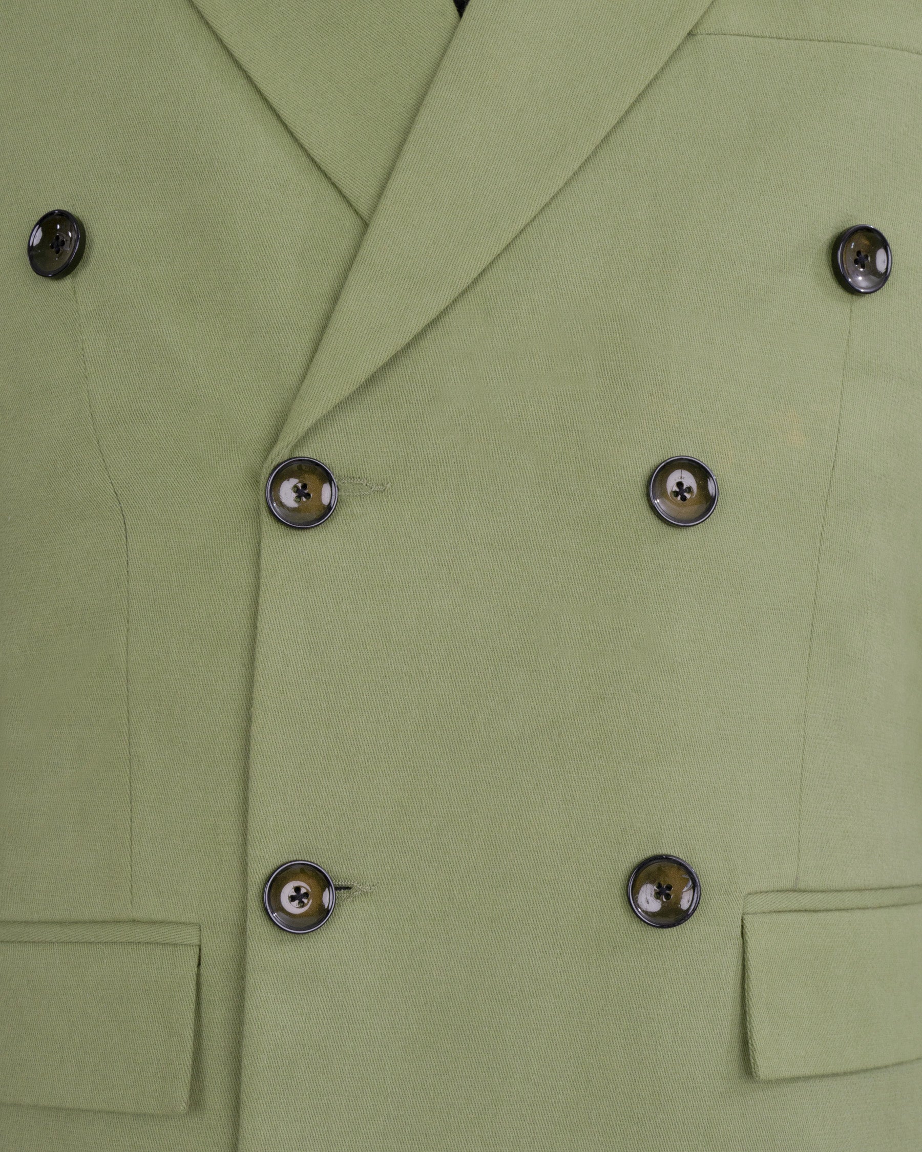 Kelp Green Heavyweight Double-Breasted Premium Cotton Blazer