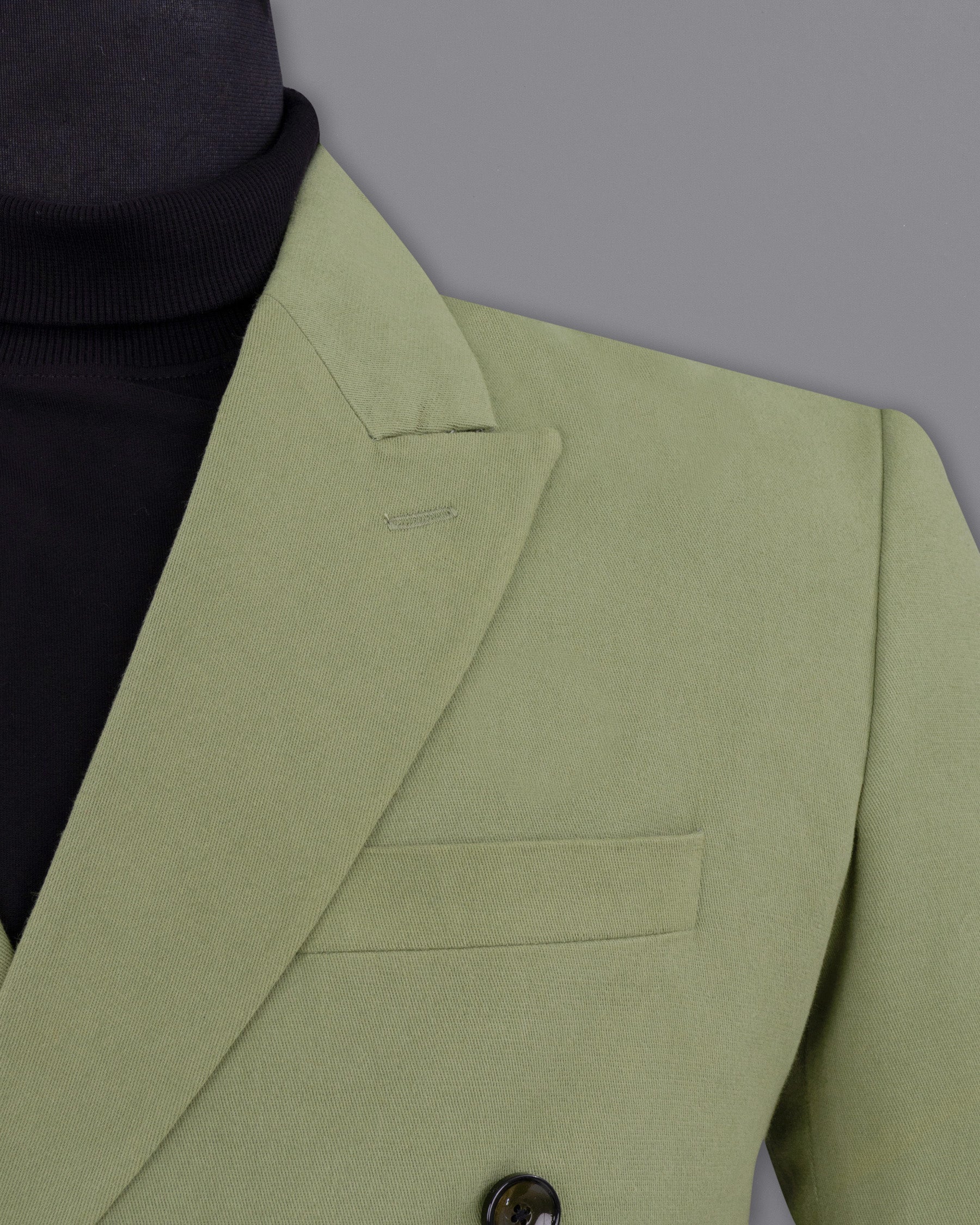 Kelp Green Heavyweight Double-Breasted Premium Cotton Blazer