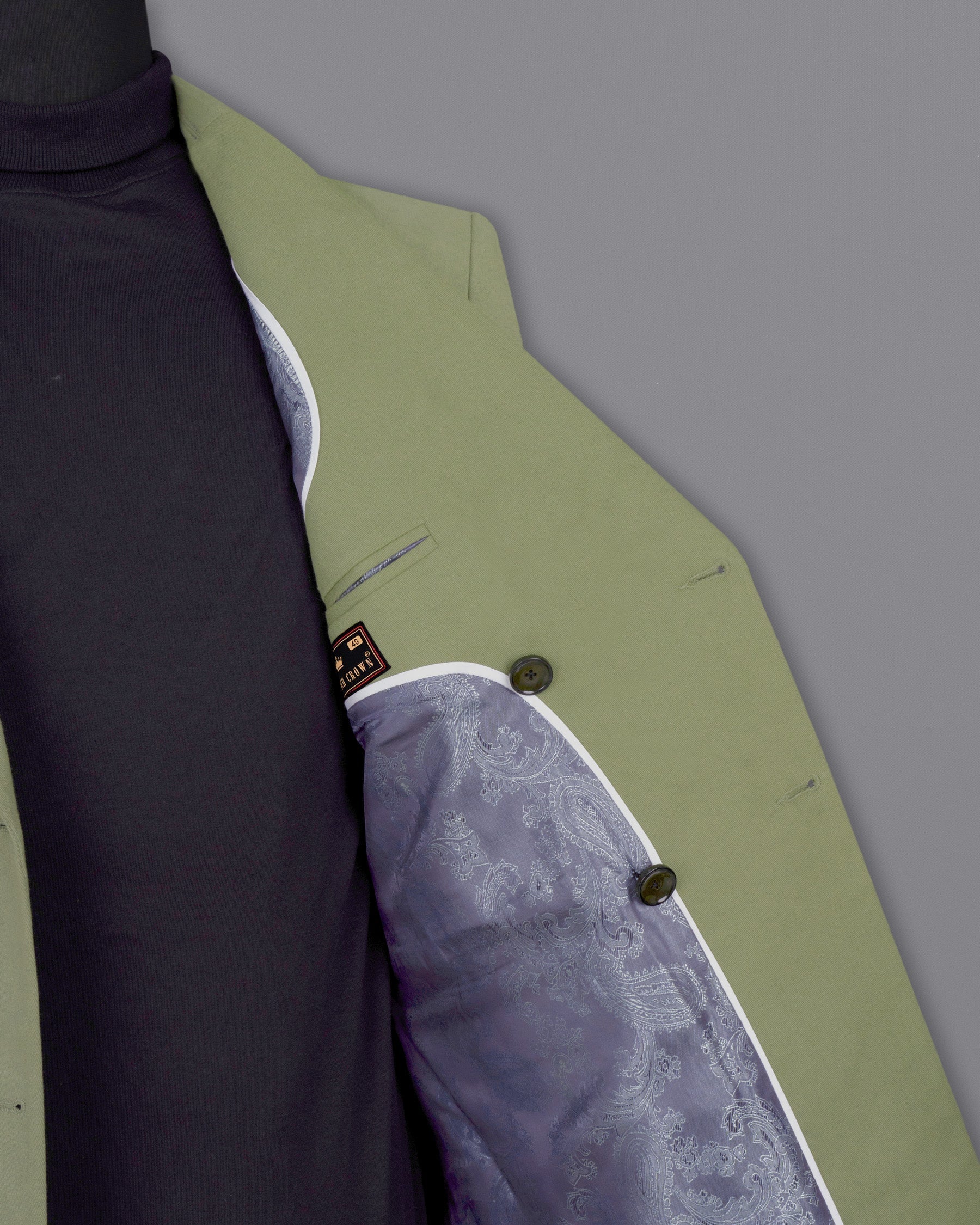 Kelp Green Heavyweight Double-Breasted Premium Cotton Blazer