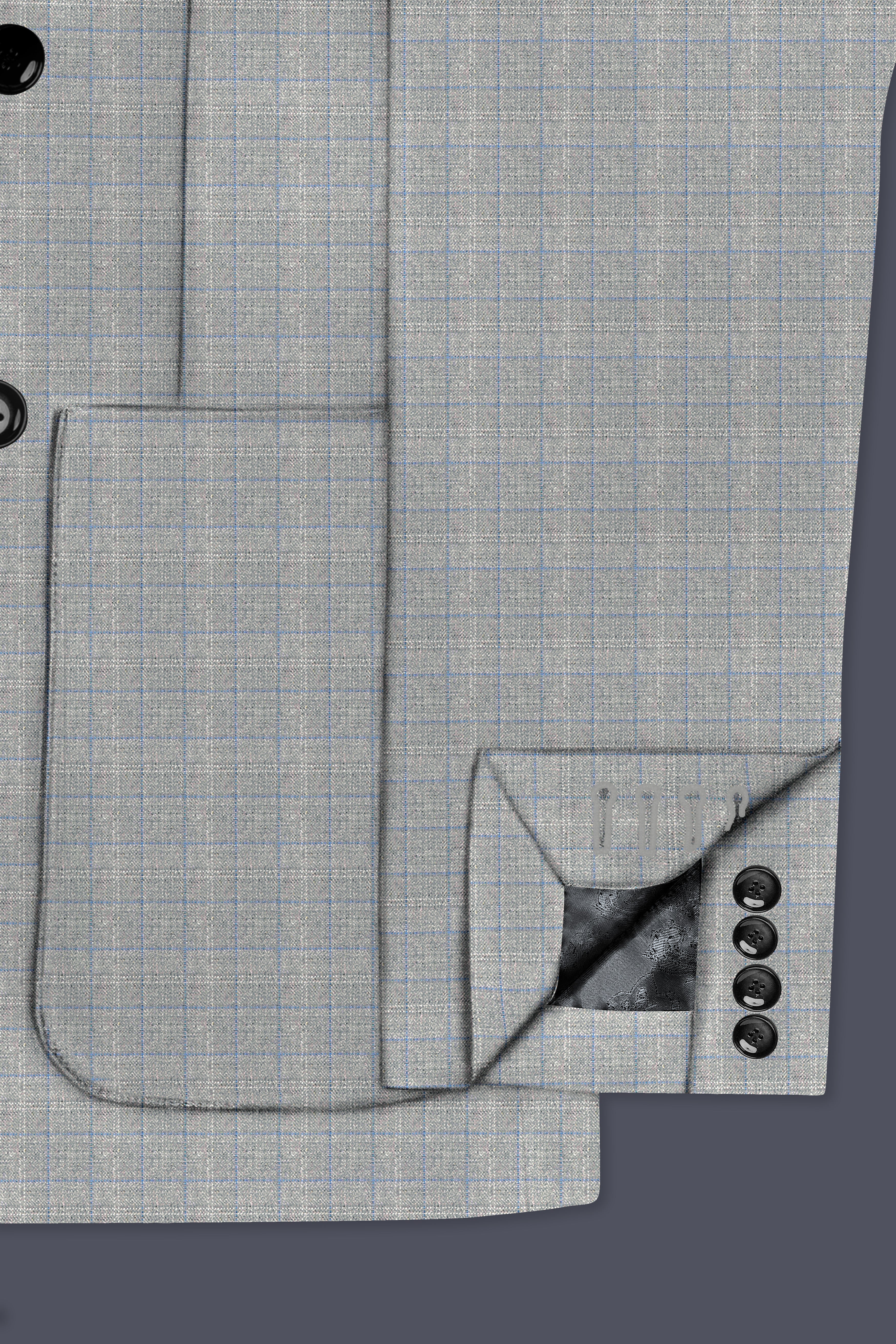 Pale Slate Plaid Double-breasted Woolrich Sports Blazer