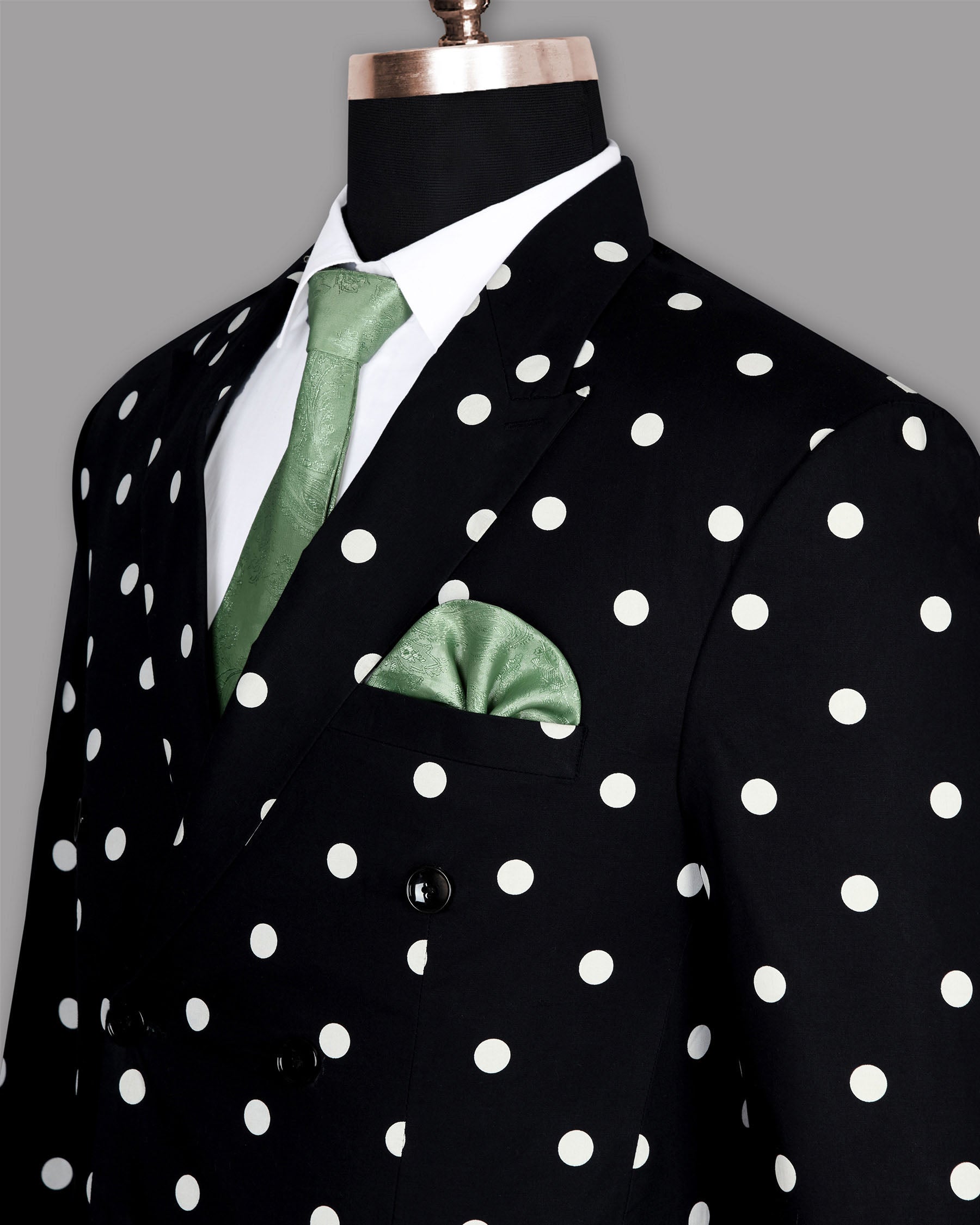 Jade Black Polka Print Double Breasted Blazer