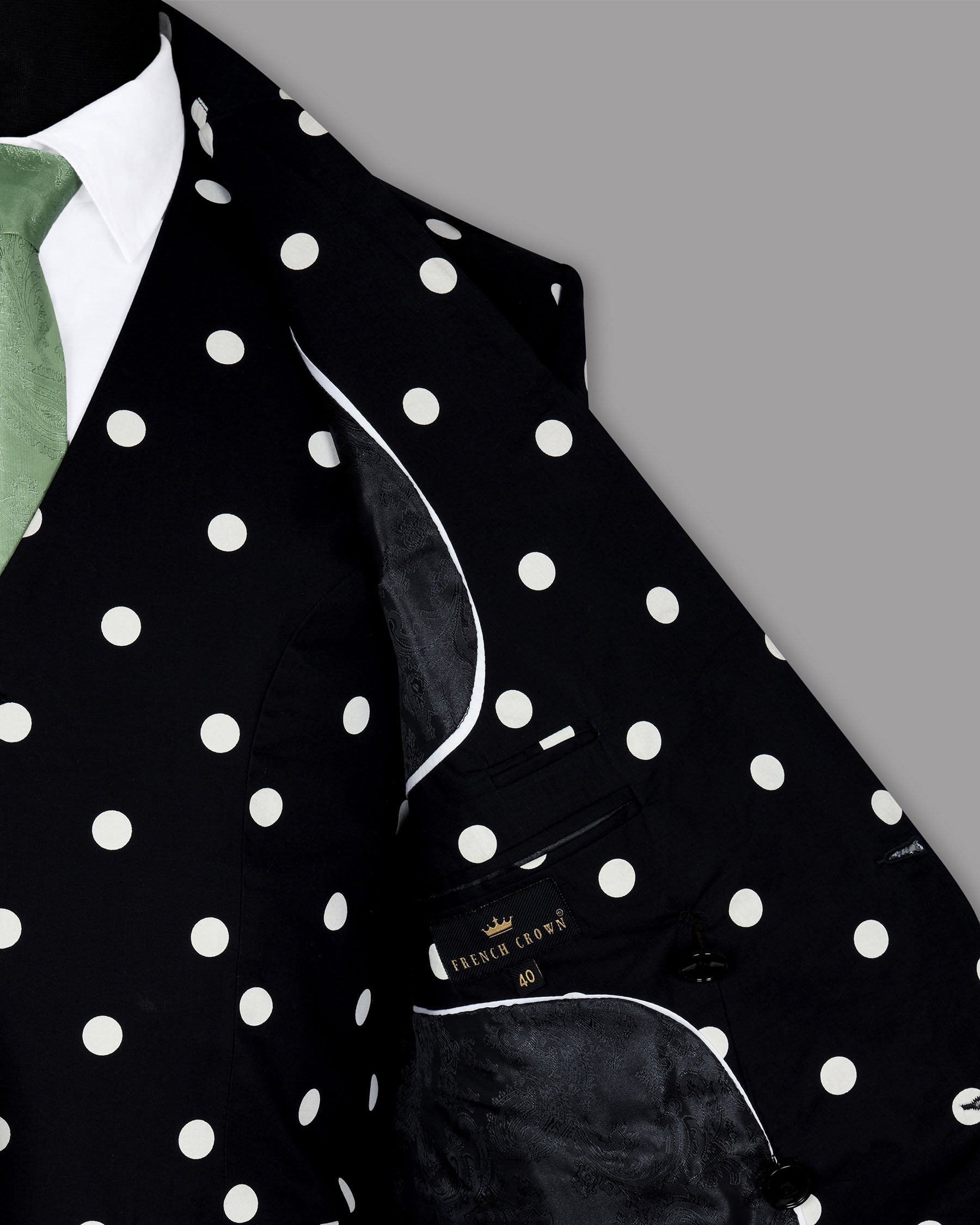 Jade Black Polka Print Double Breasted Blazer