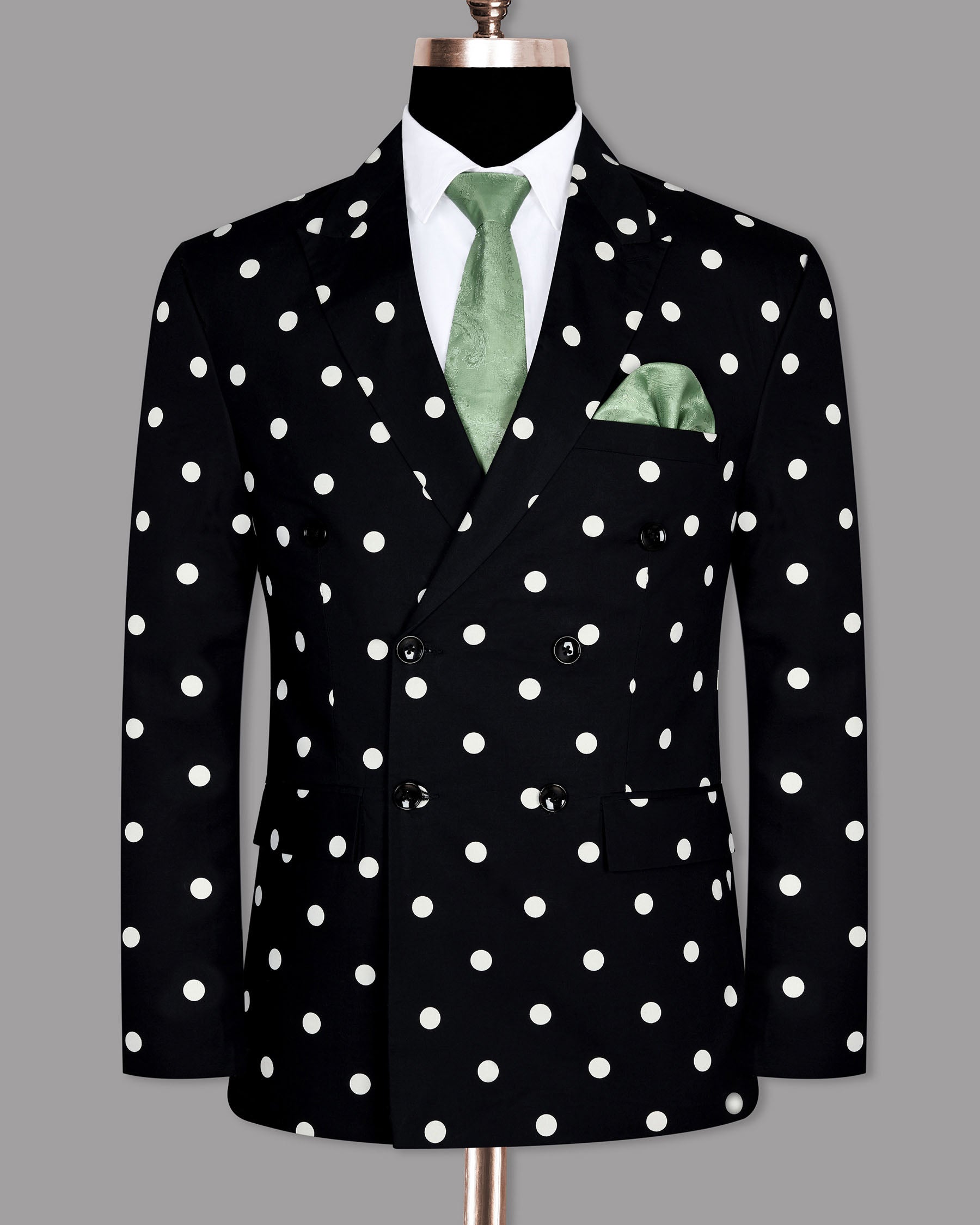 Jade Black Polka Print Double Breasted Blazer