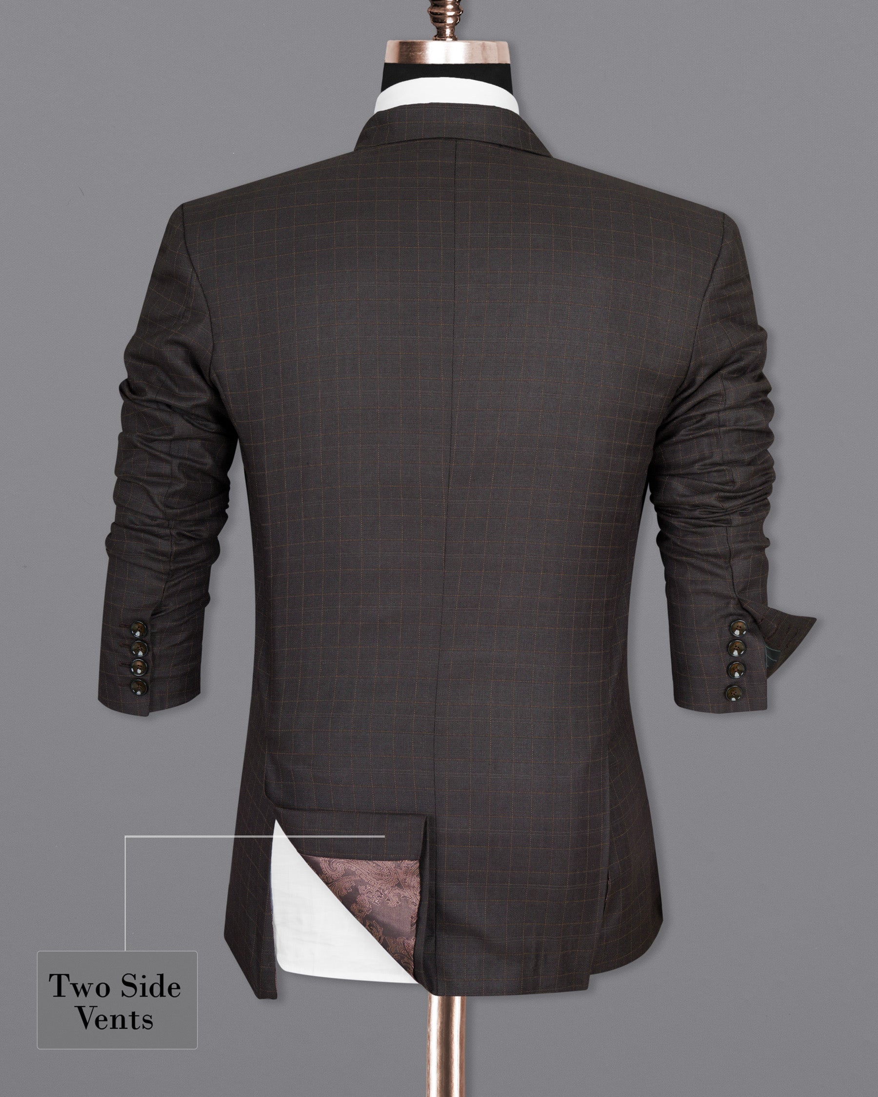 Brown Plaid Wool Rich Blazer