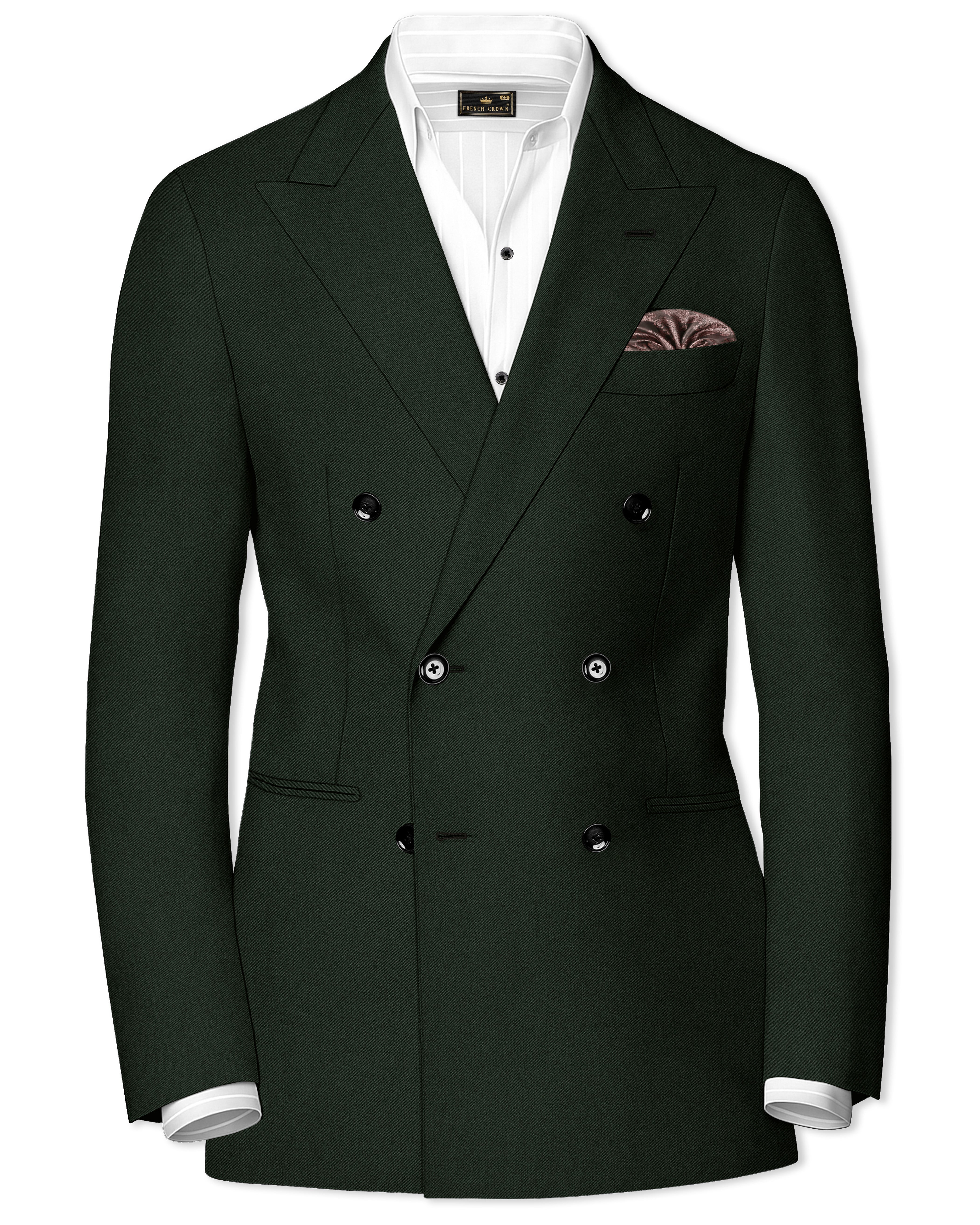 Juniper Green Textured Double-breasted Premium Wool-Blend