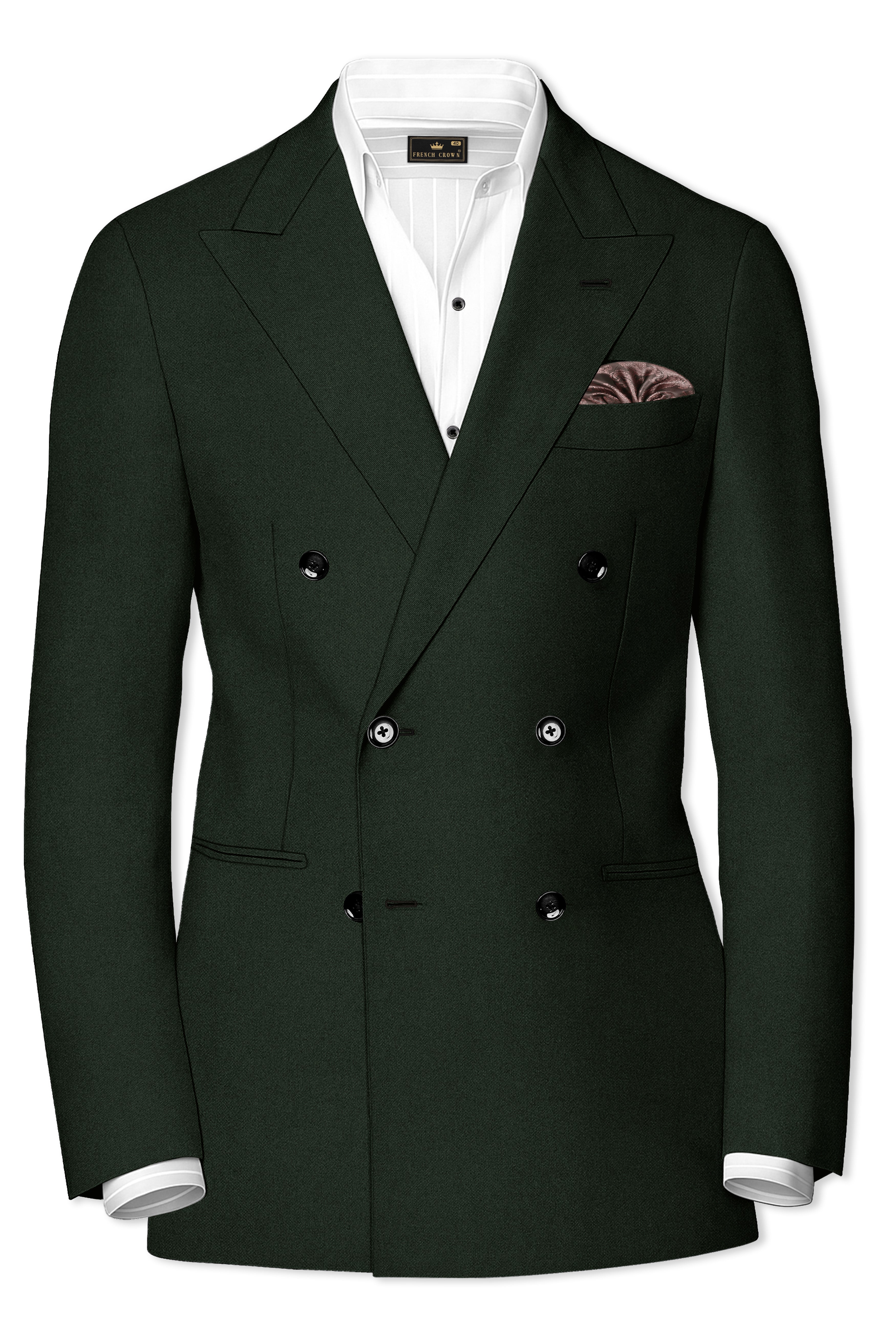 Juniper Green Subtle Sheen Double Breasted Blazer