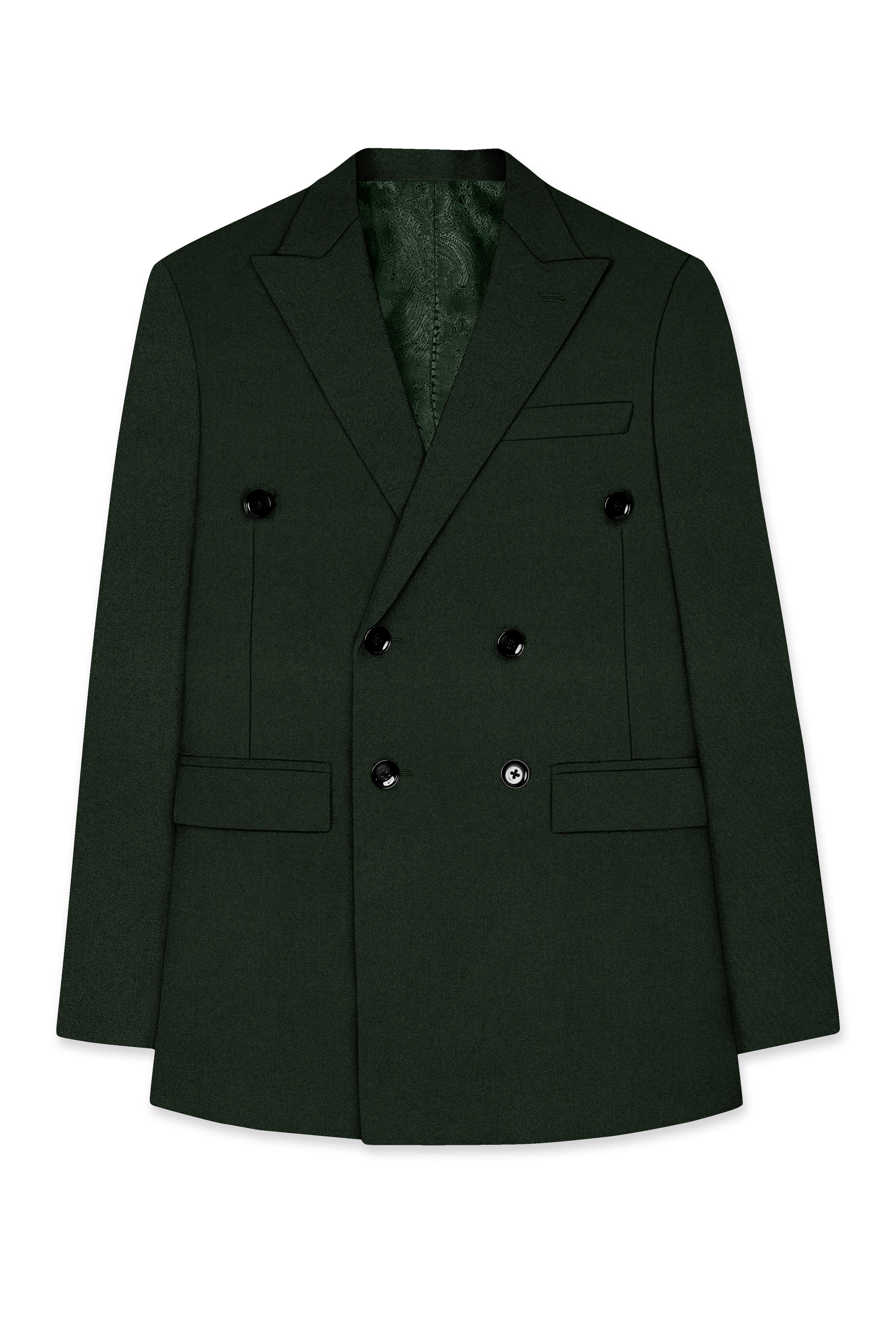 Juniper Green Subtle Sheen Double Breasted Blazer