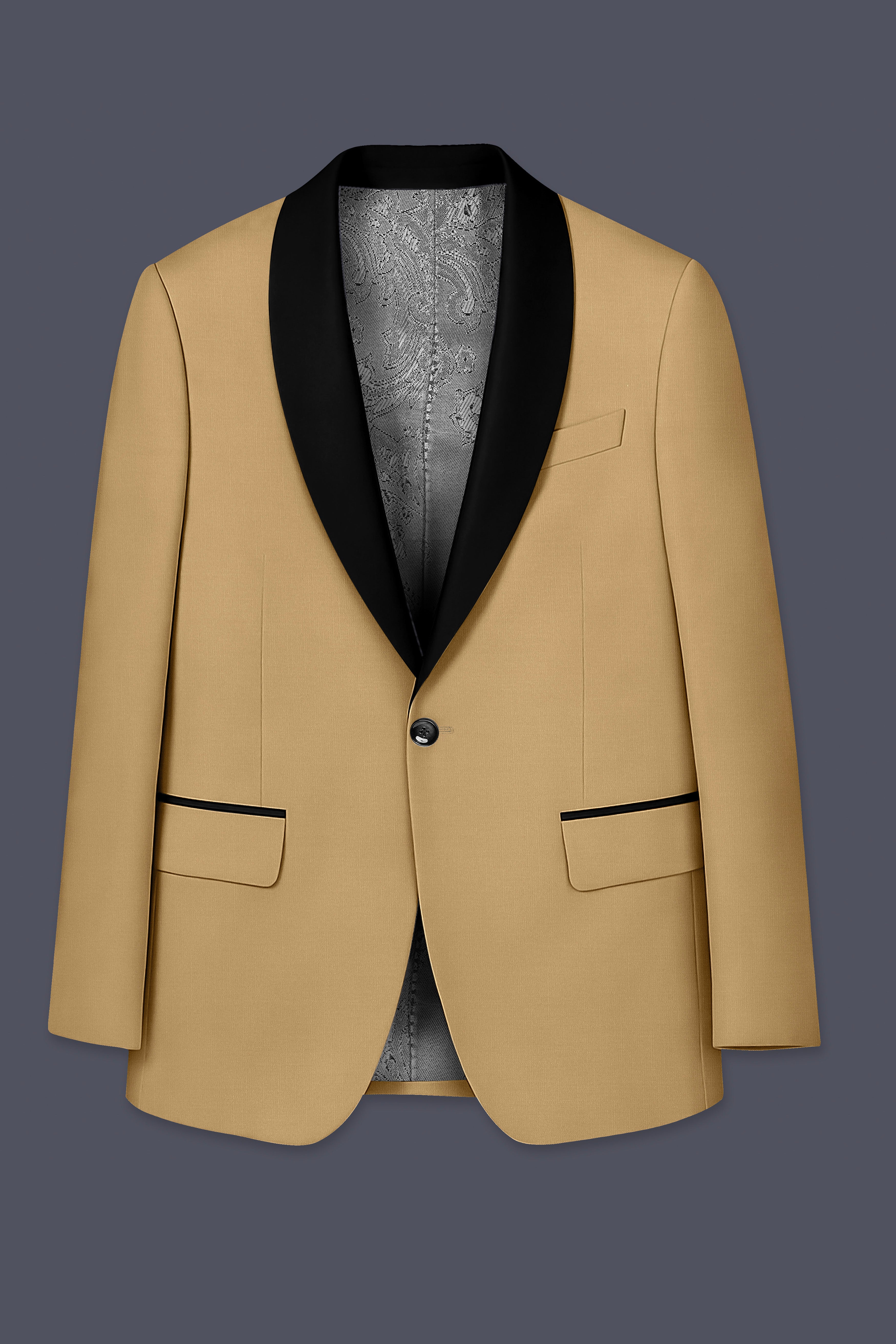 Oak Brown Premium Cotton Tuxedo Blazer
