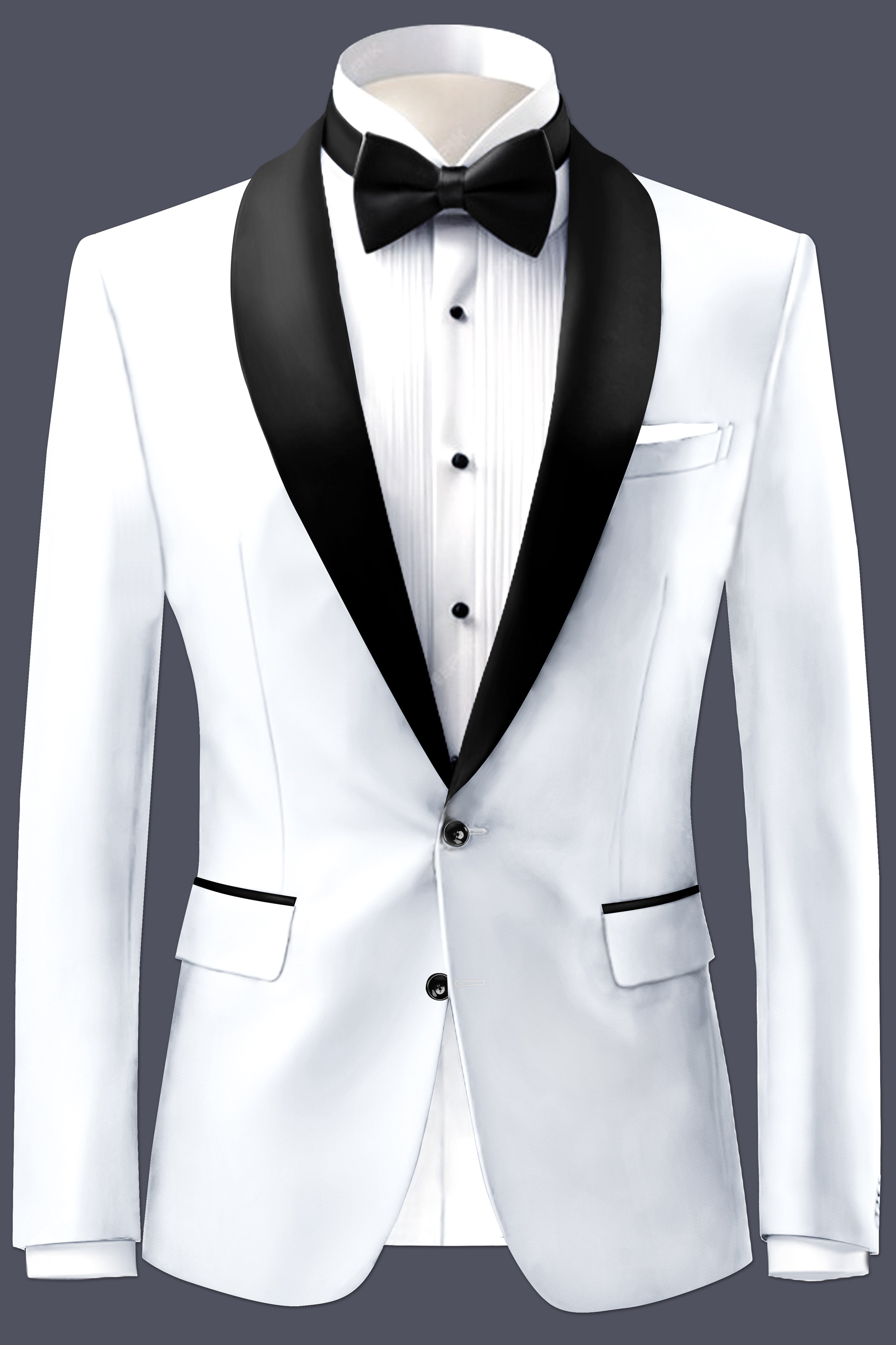 Bright White Stretchable Subtle Sheen Tuxedo Blazer