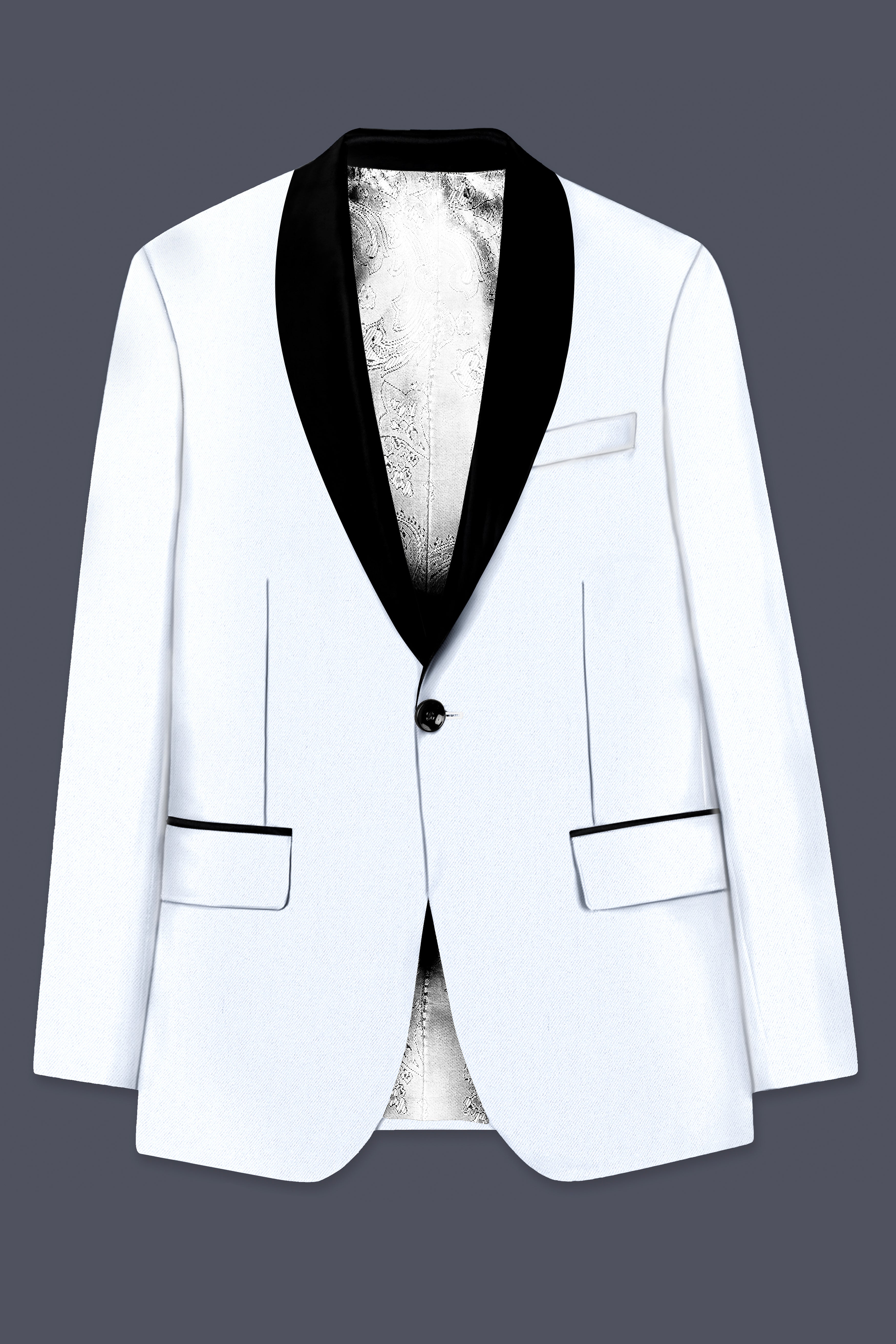 Bright White Stretchable Subtle Sheen Tuxedo Blazer