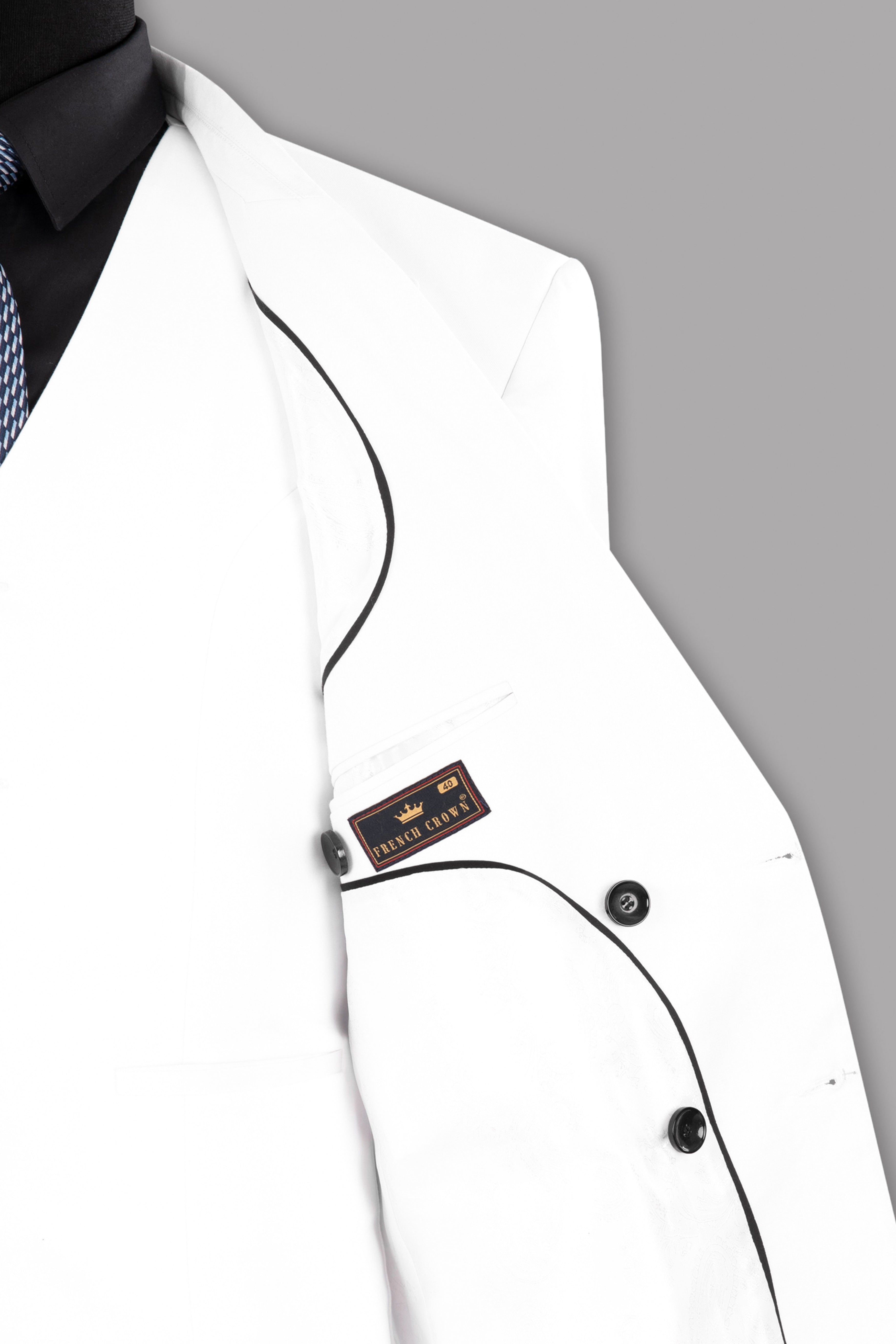Bright White Subtle Sheen Double Breasted Blazer
