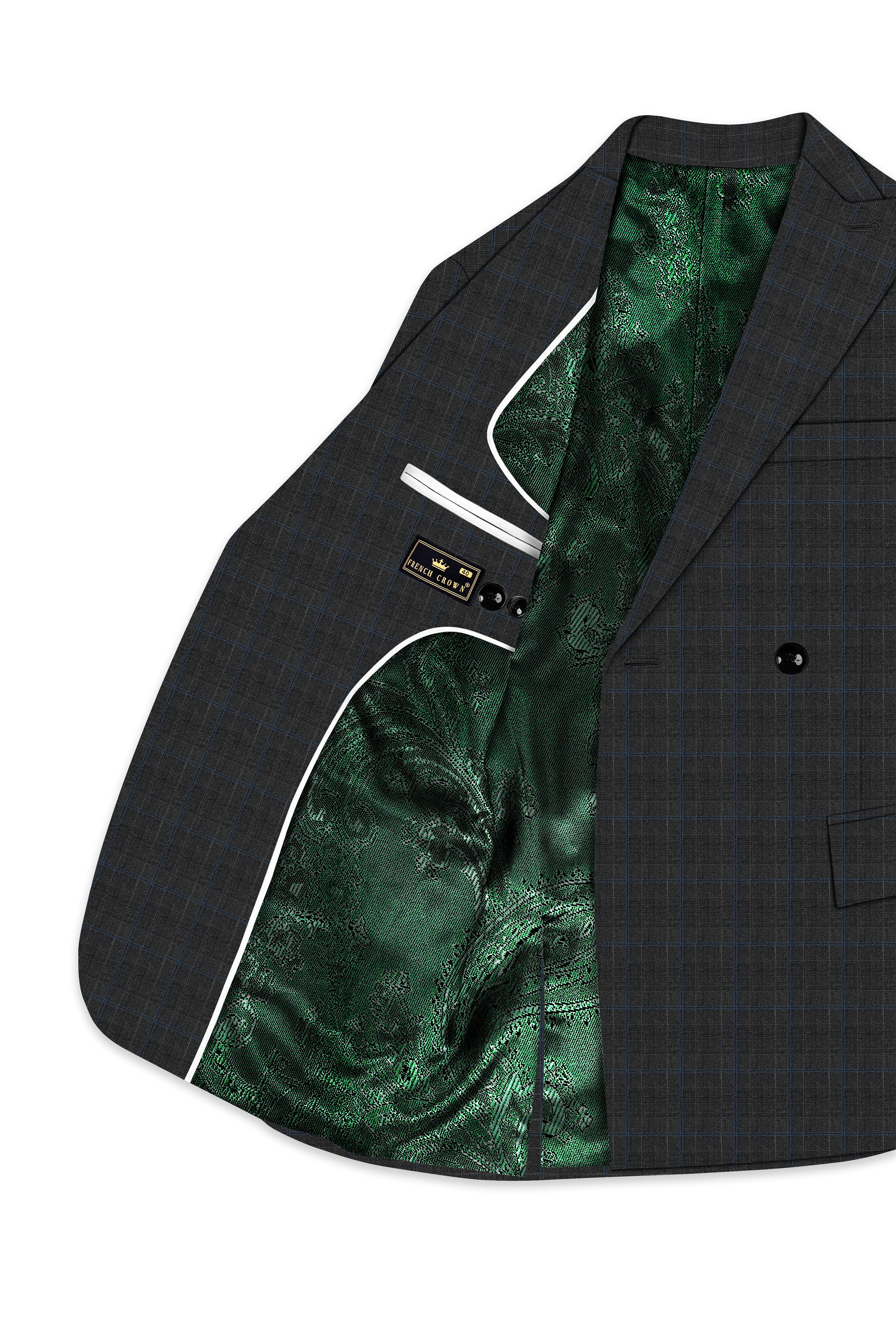 Cape Cod Gray Super fine Checkered Double Breasted Wool Rich Blazer