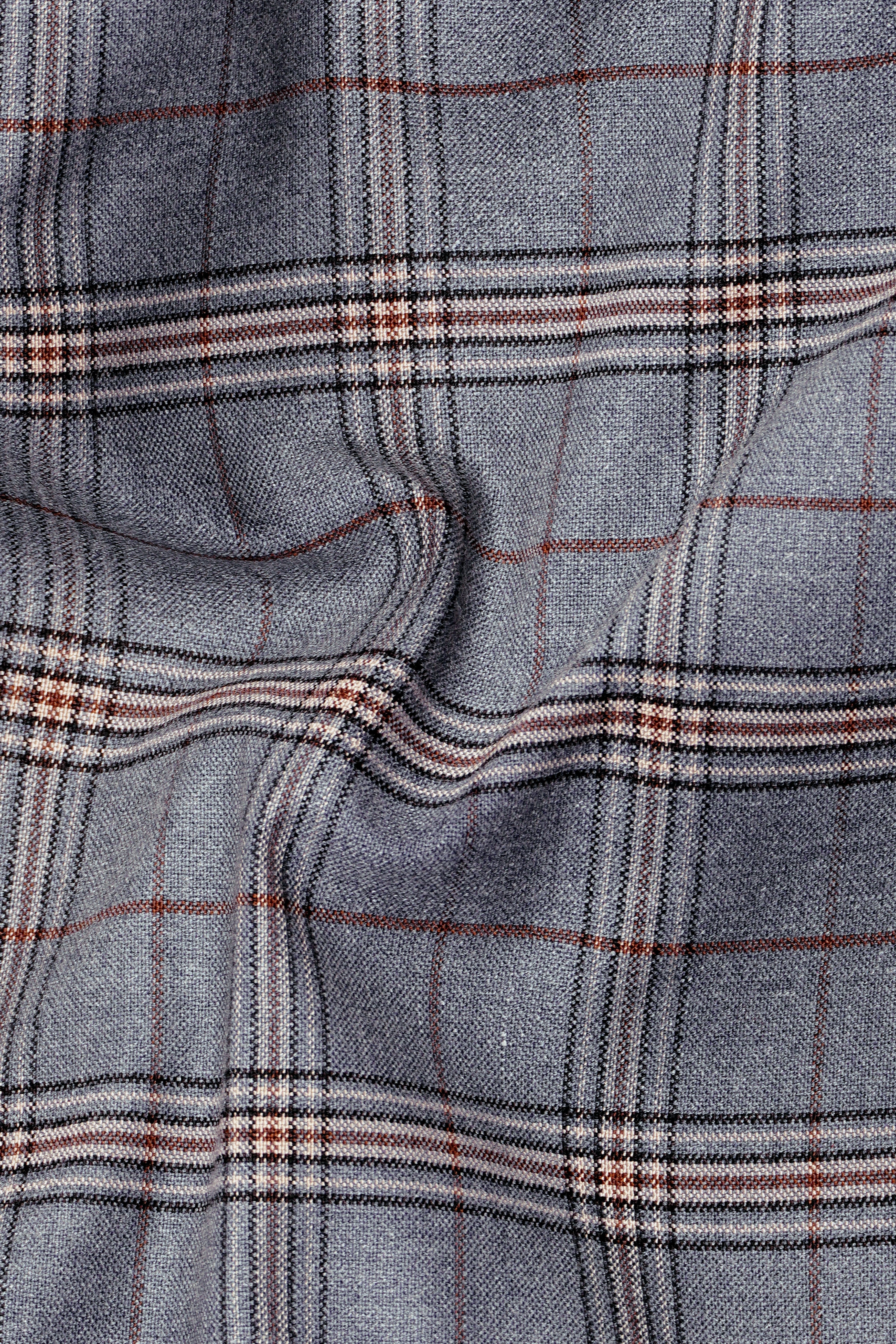 Chicago Gray Super fine Plaid Double Breasted Wool Rich Blazer