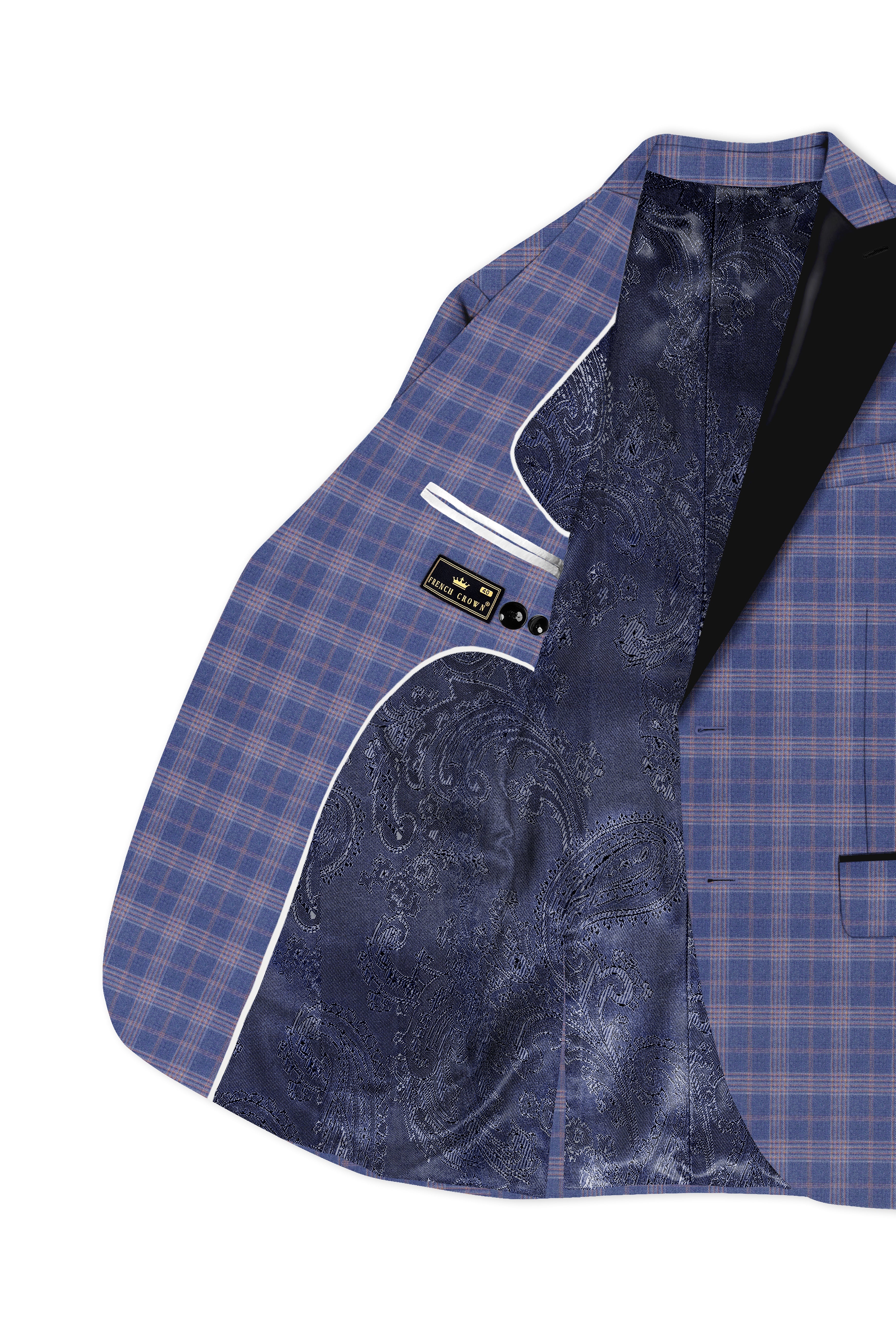 Trout Gray Super fine Checkered Wool Rich Tuxedo Blazer