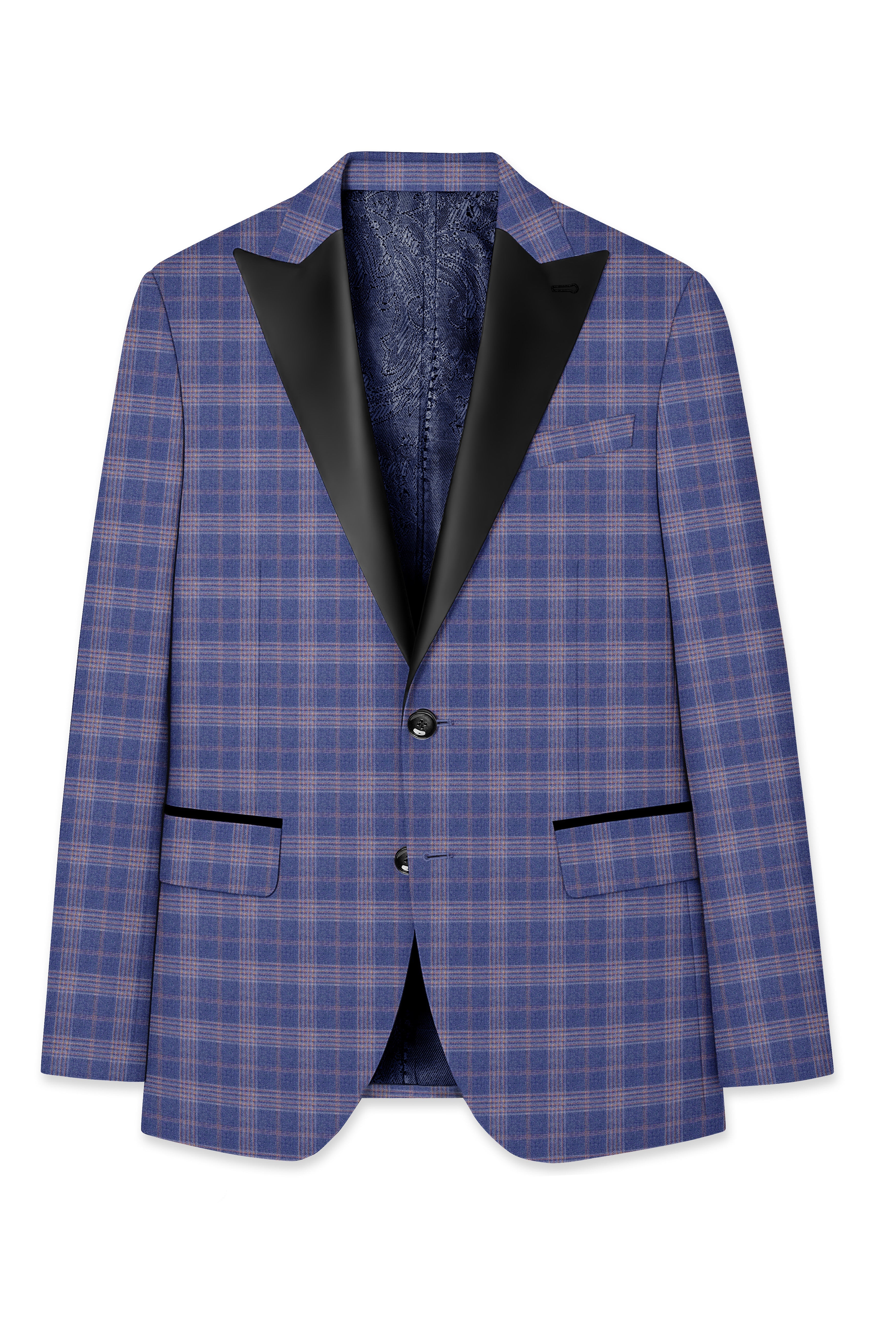 Trout Gray Super fine Checkered Wool Rich Tuxedo Blazer