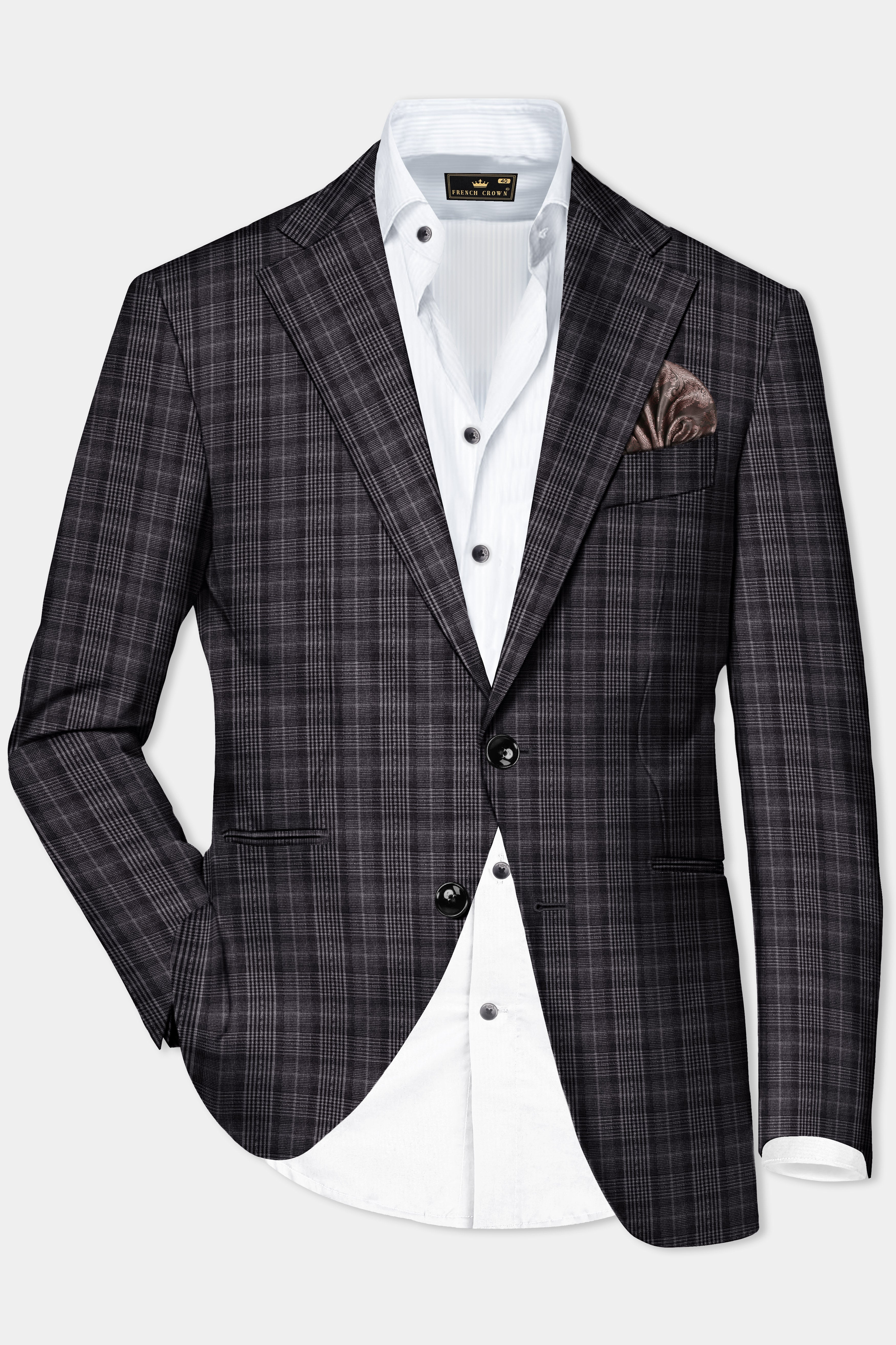 Charcoal Grey Plaid Blazer