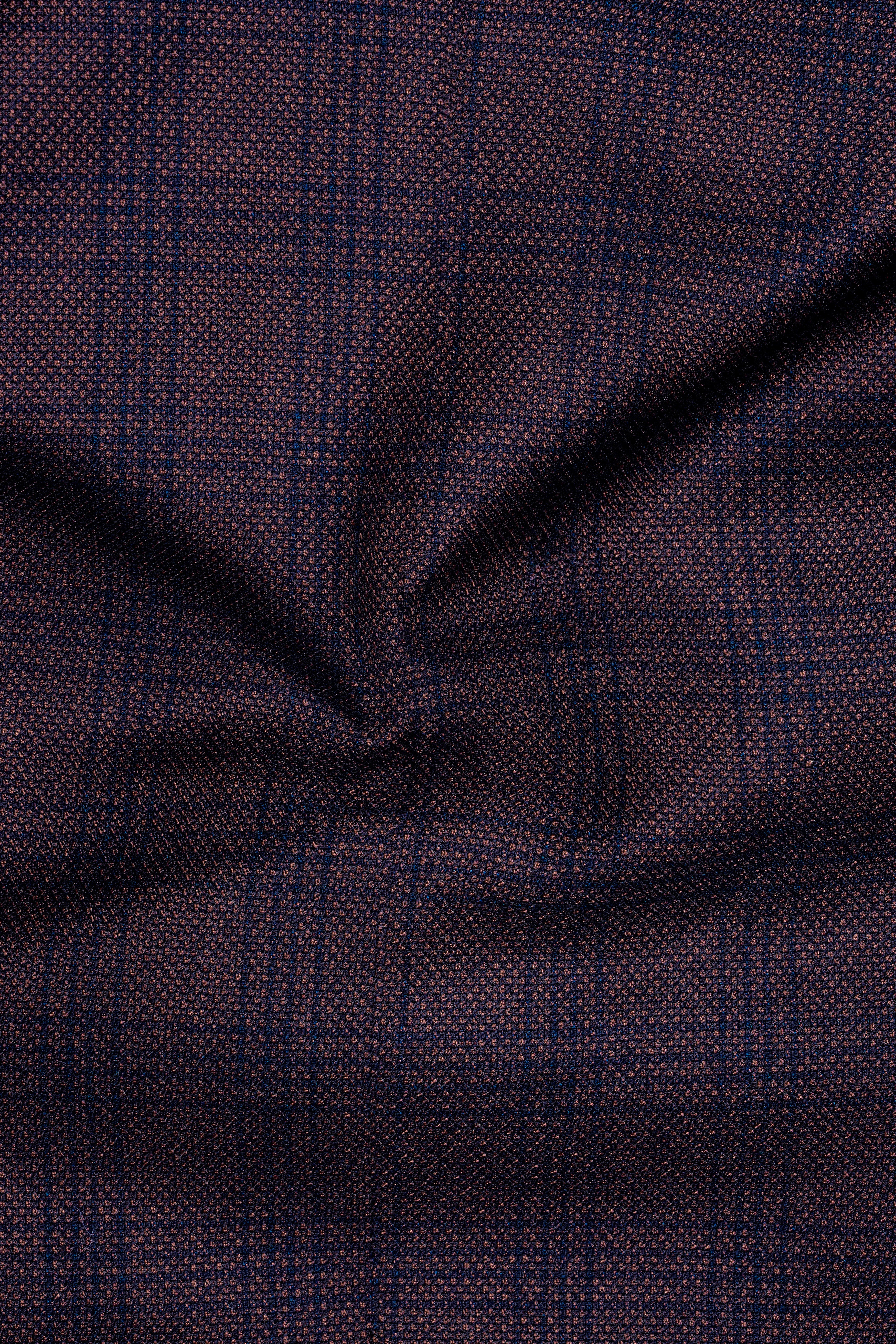 Thunder Brown Subtle Checkered Woolrich Cross Placket Bandhgala Blazer