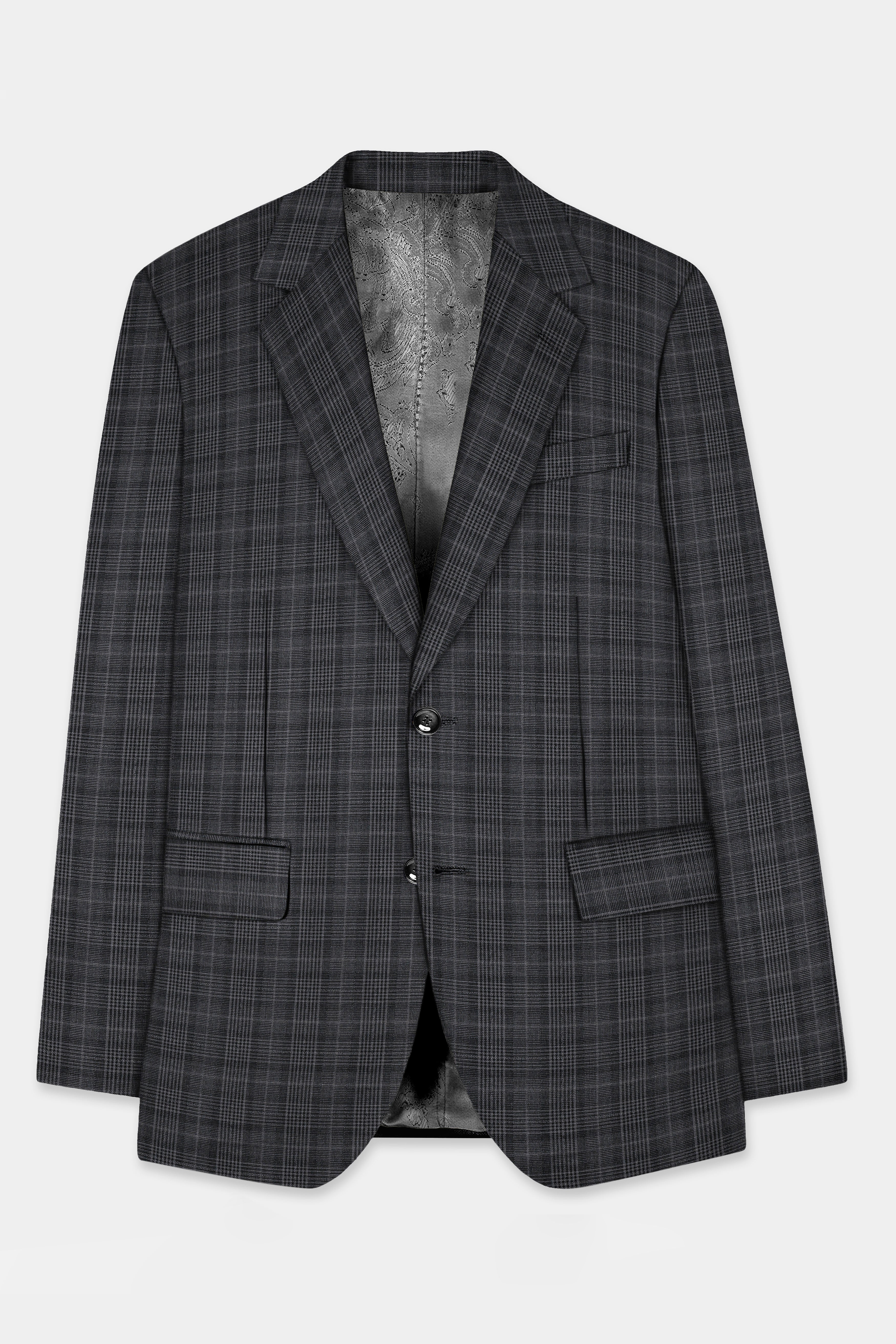 Charcoal Grey Plaid Blazer