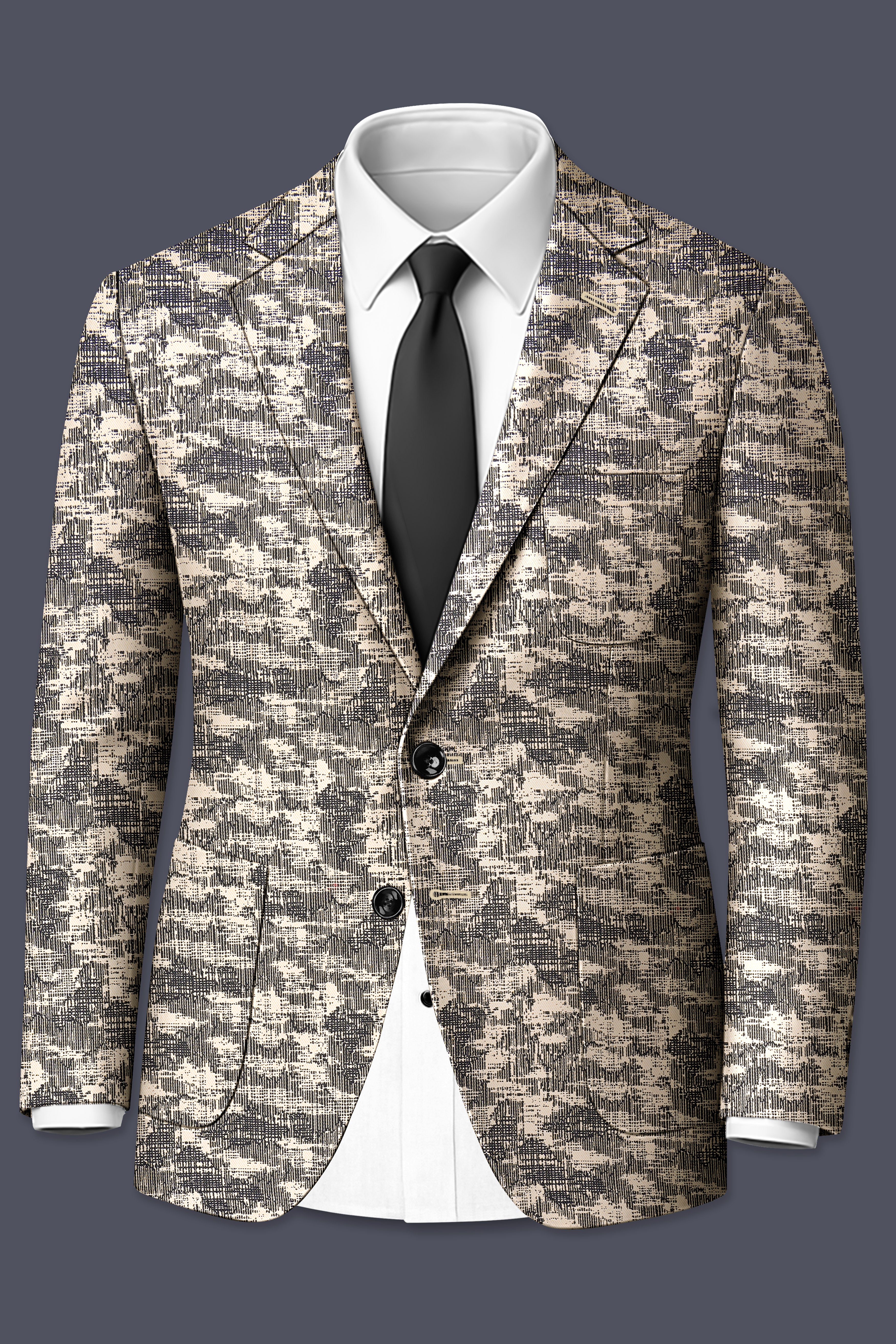 Bastille and Champagne Beige Abstract Print Designer Blazer