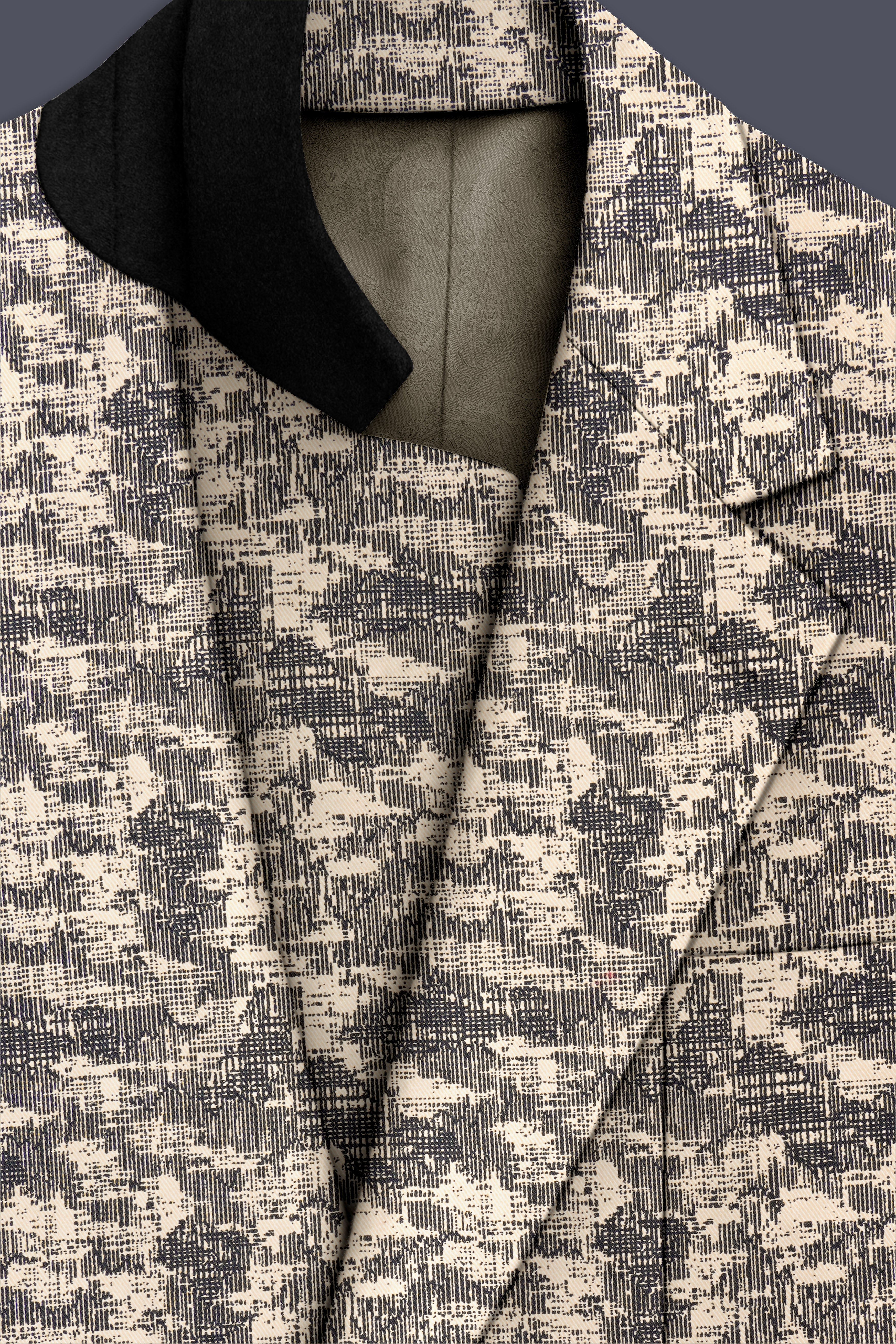 Bastille and Champagne Beige Abstract Print Designer Blazer