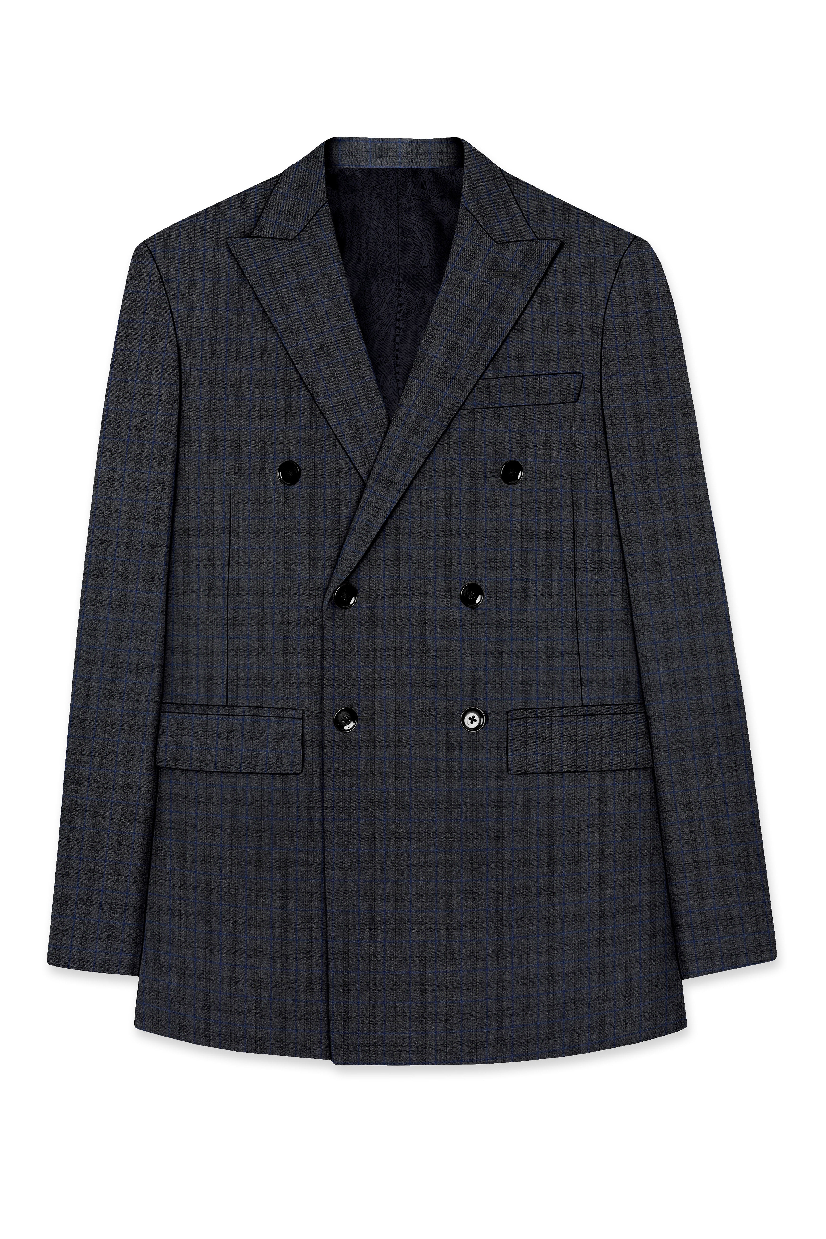 Tundora Gray Plaid Double Breasted Blazer