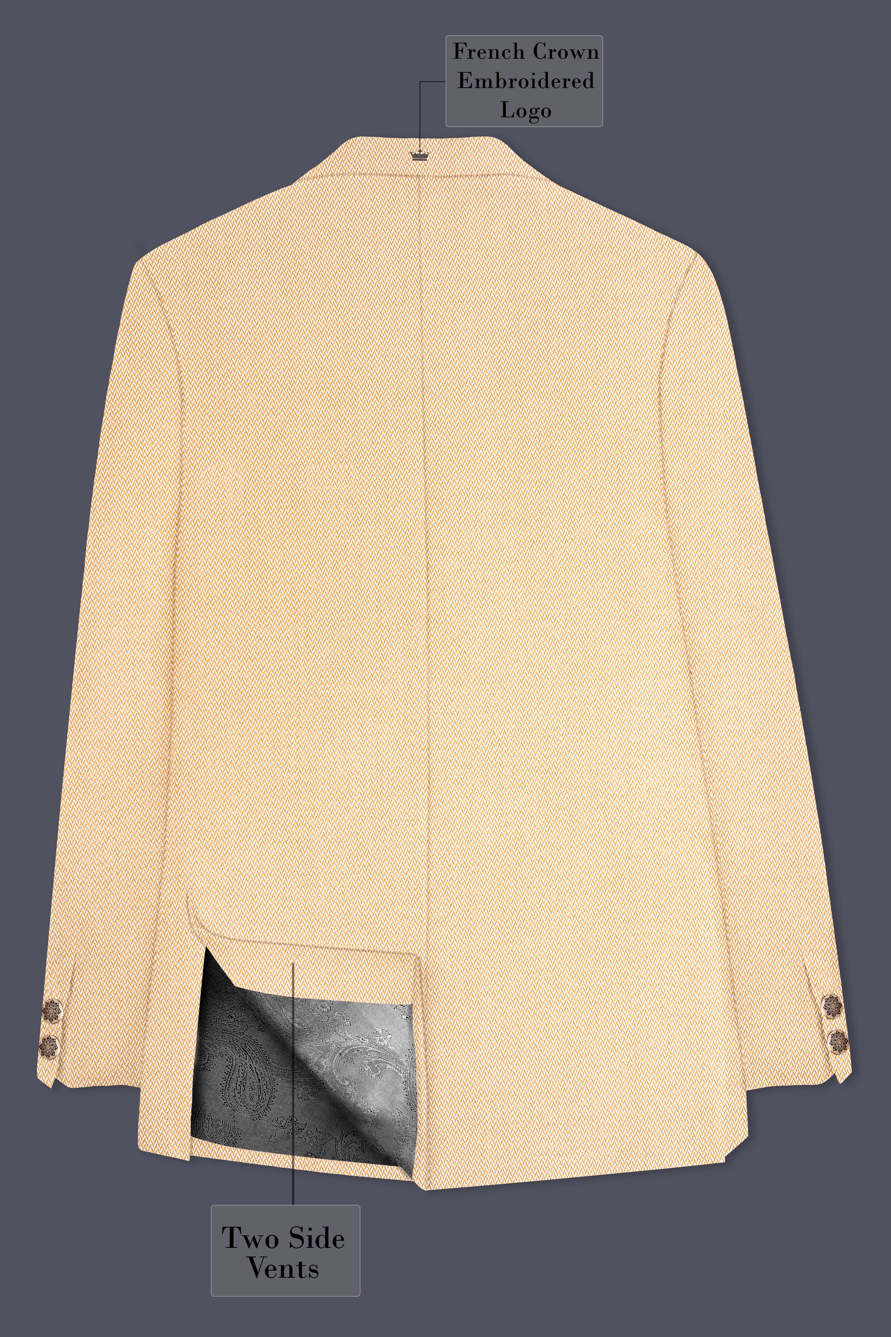 Maize Chevron Textured Premium Bandhgala/Jodhpuri Blazers