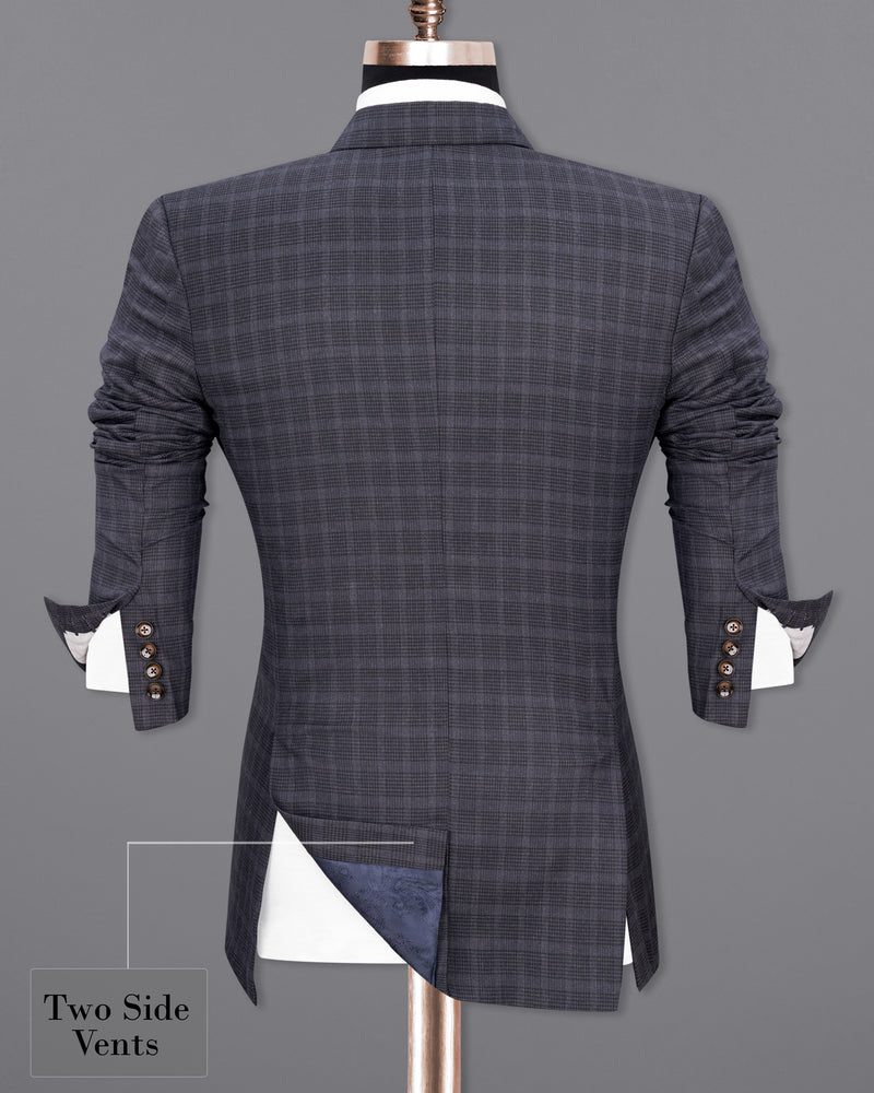 Gravel Gray Plaid Double Breasted Blazer