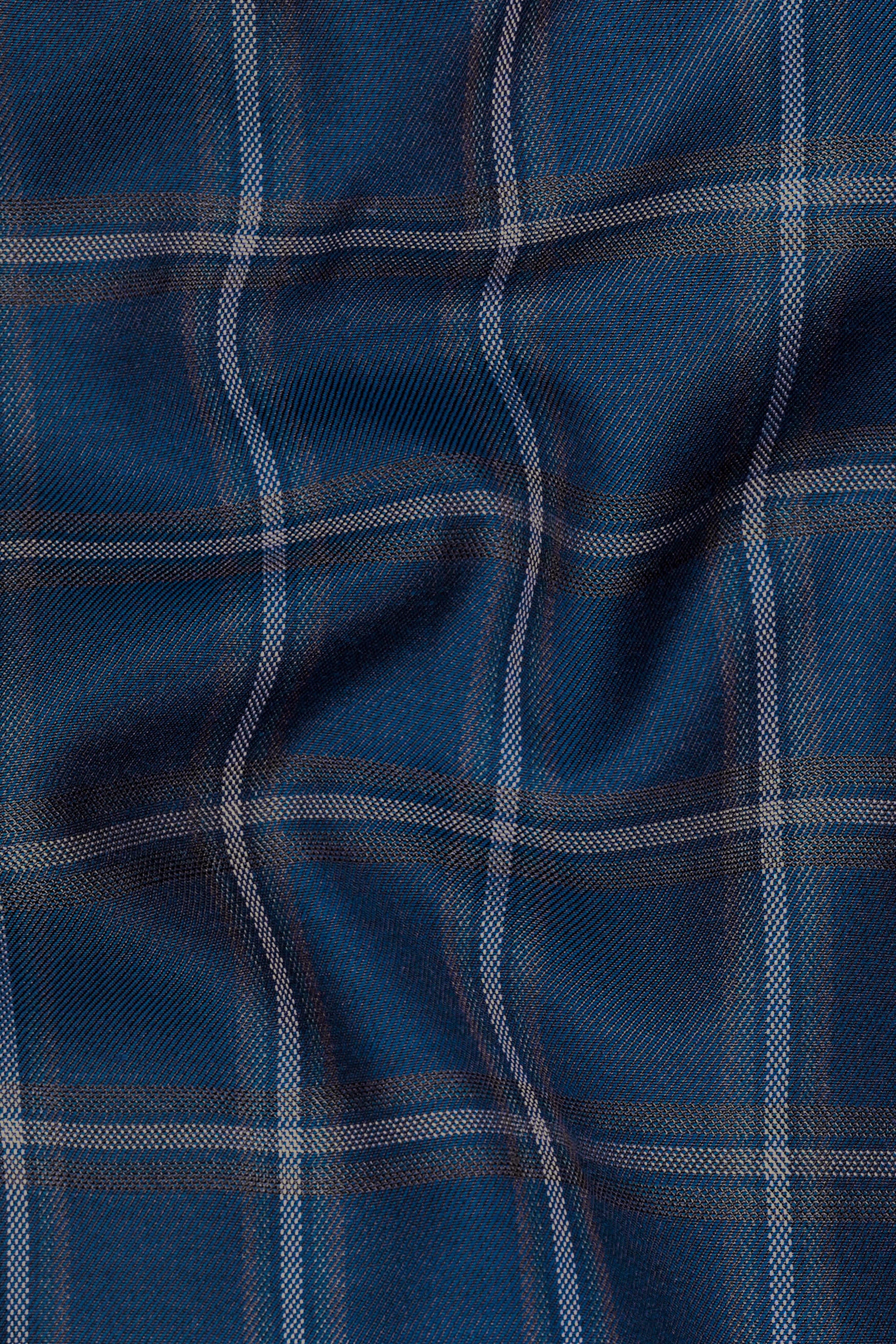 Blue Plaid Double Breasted Blazer