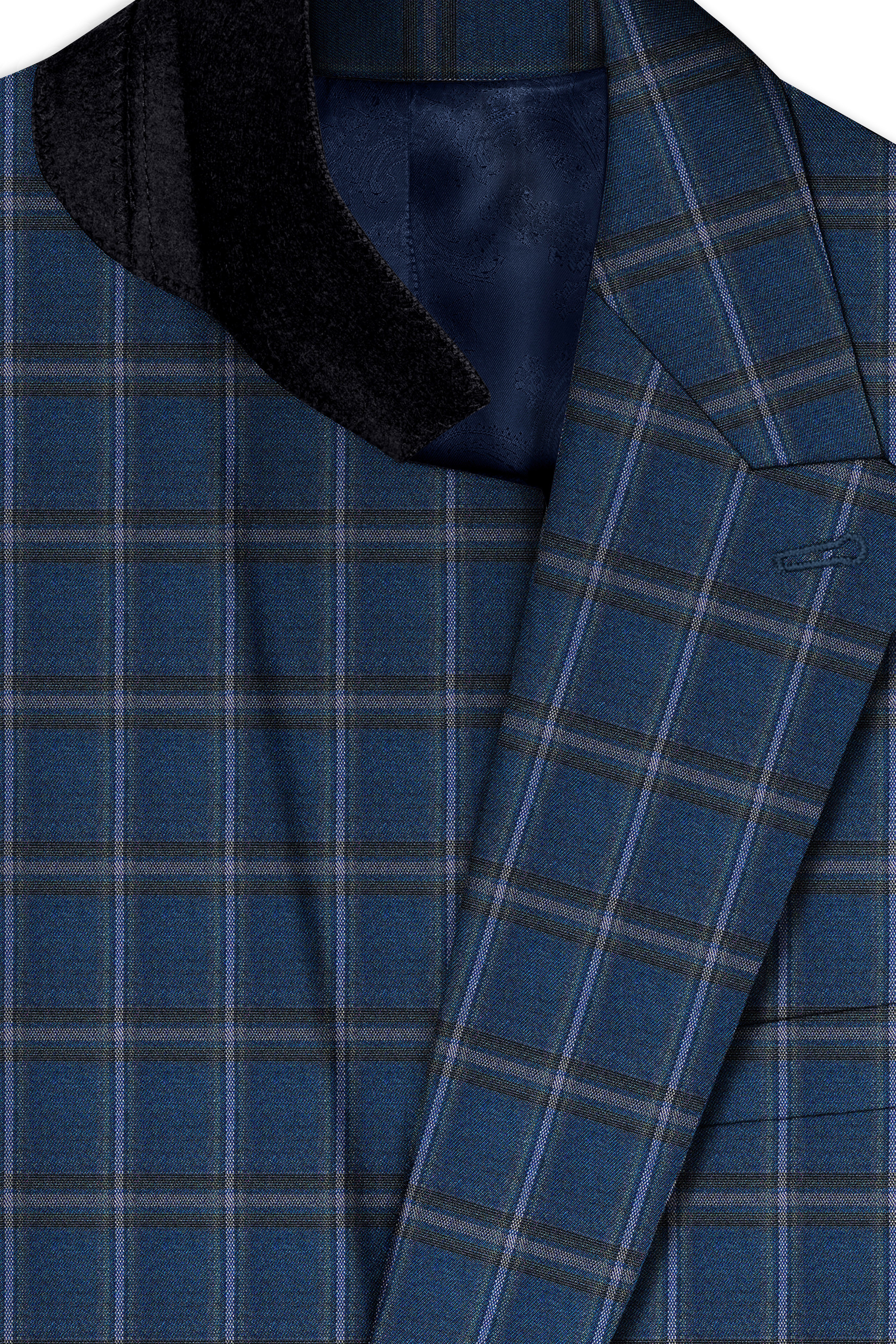 Blue Plaid Double Breasted Blazer