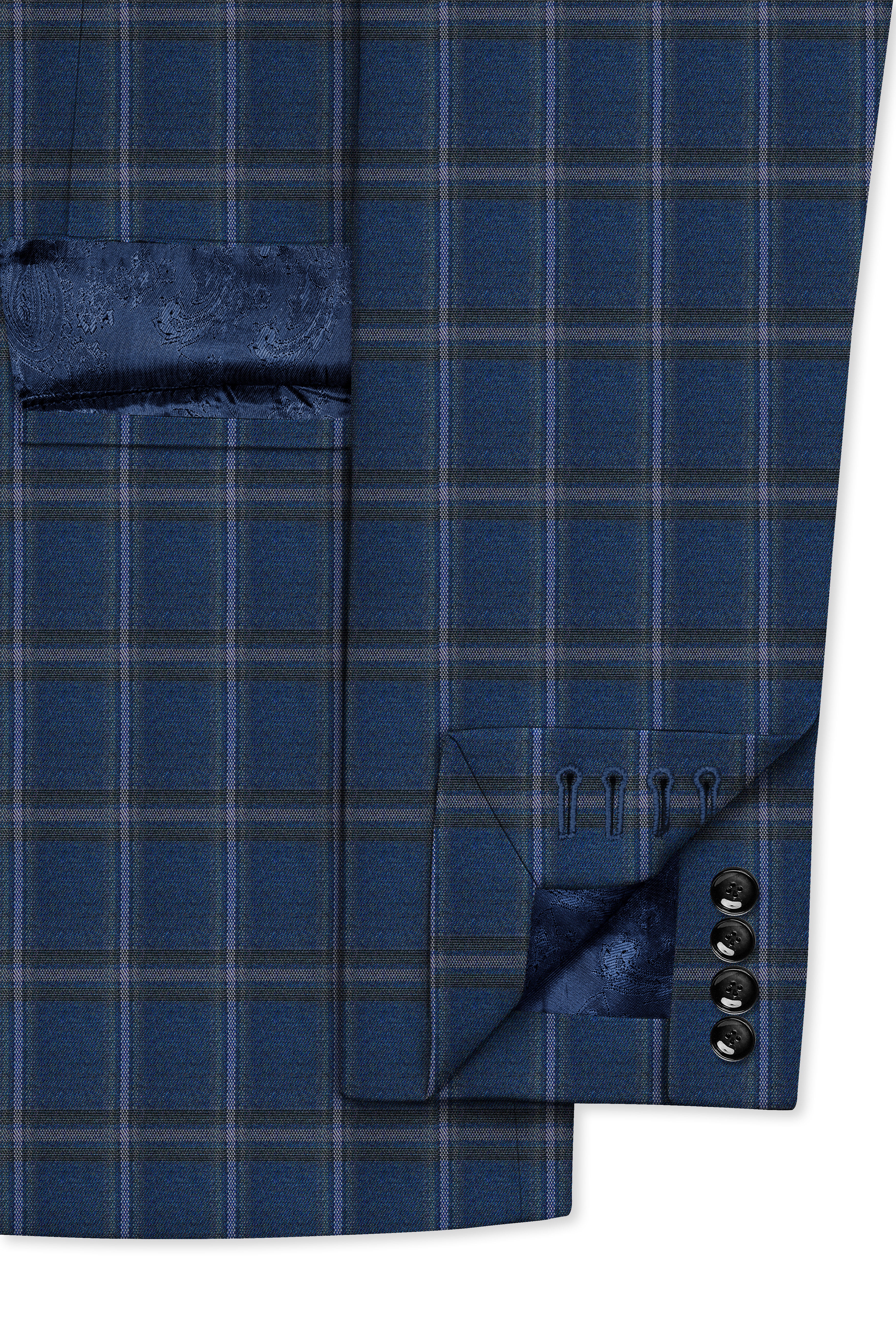Blue Plaid Double Breasted Blazer
