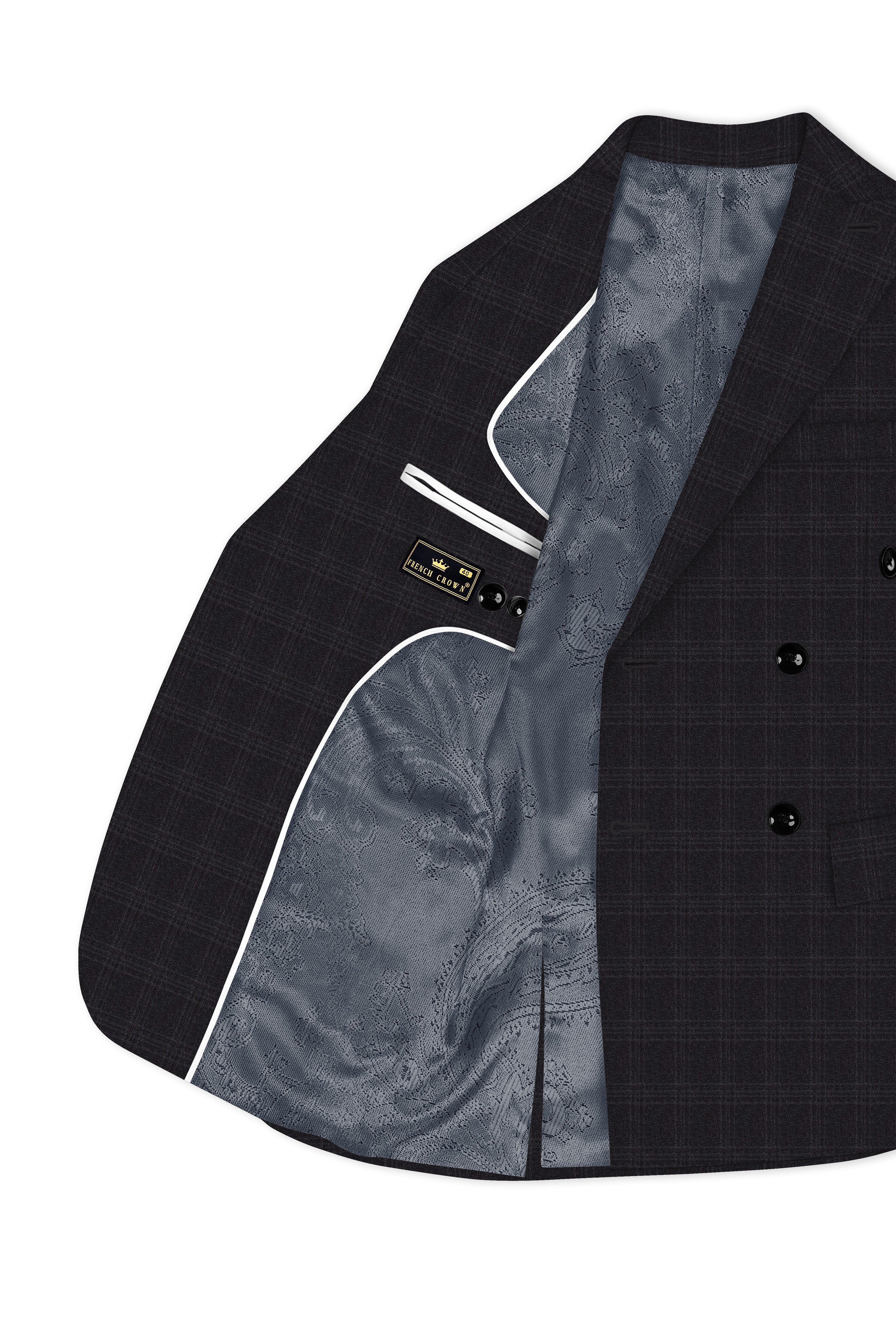 Tuatara Gray Subtle windowpanew Double Breasted Blazer