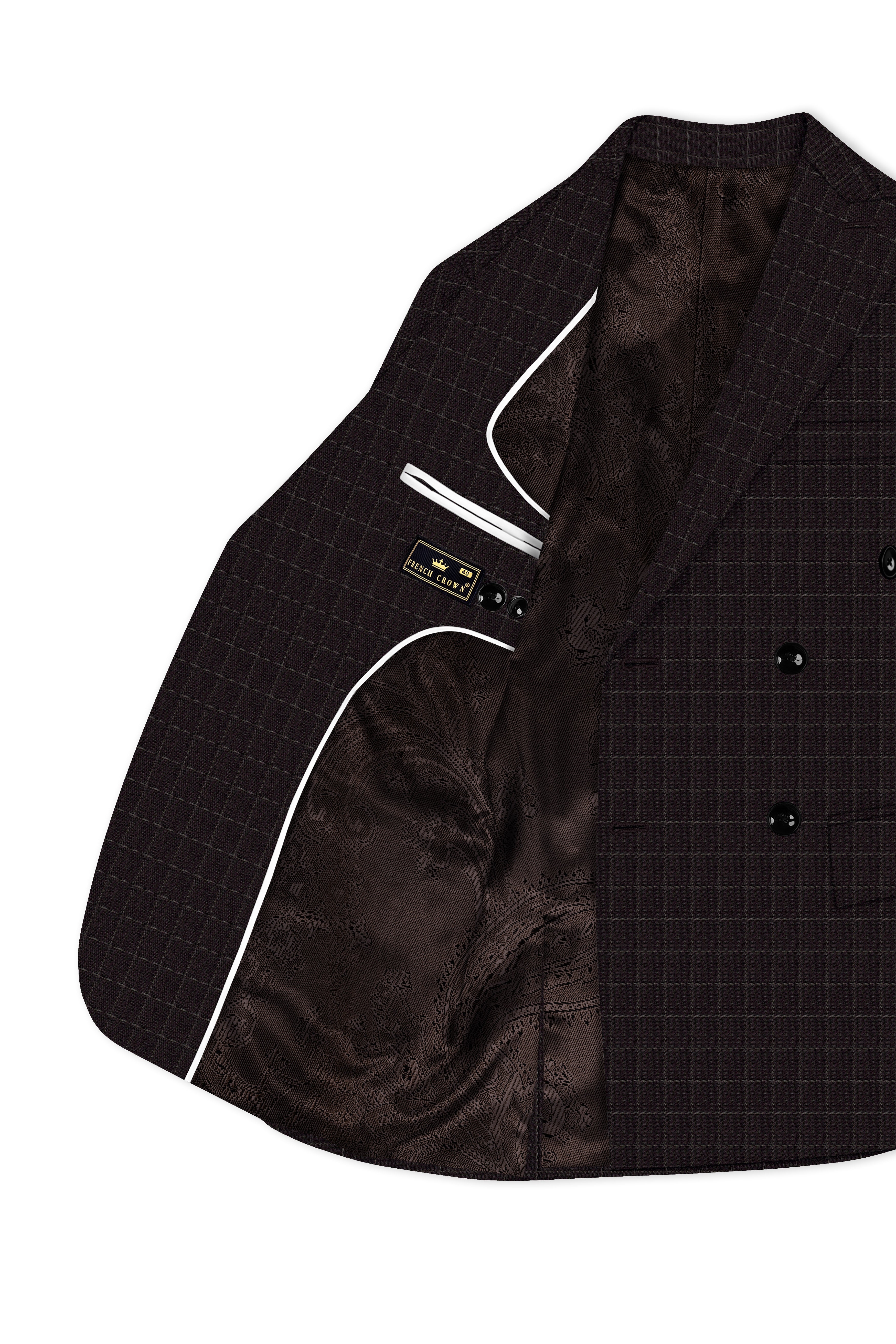 Thunder Brown windowpane Double Breasted Blazer