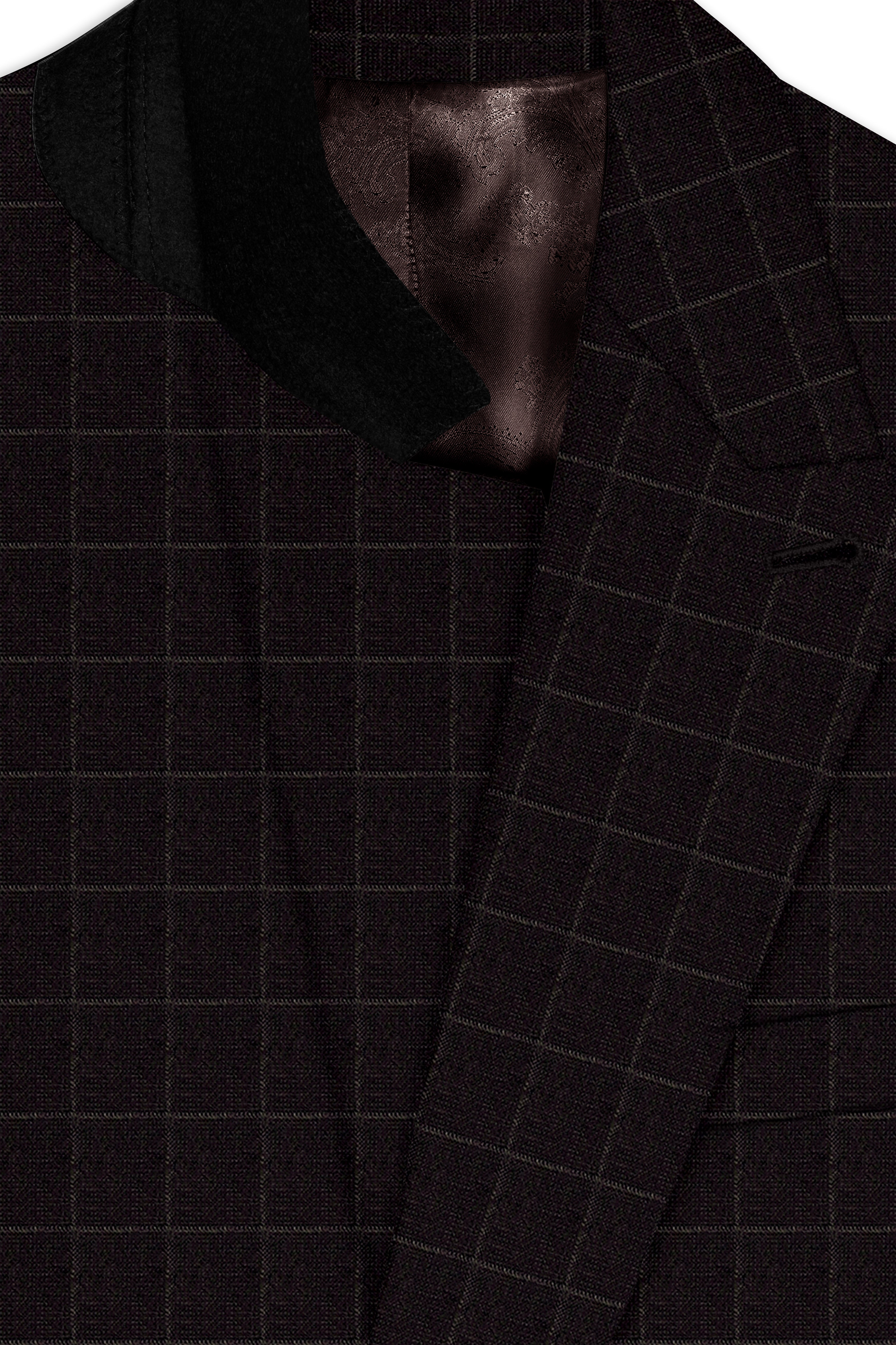 Thunder Brown windowpane Double Breasted Blazer