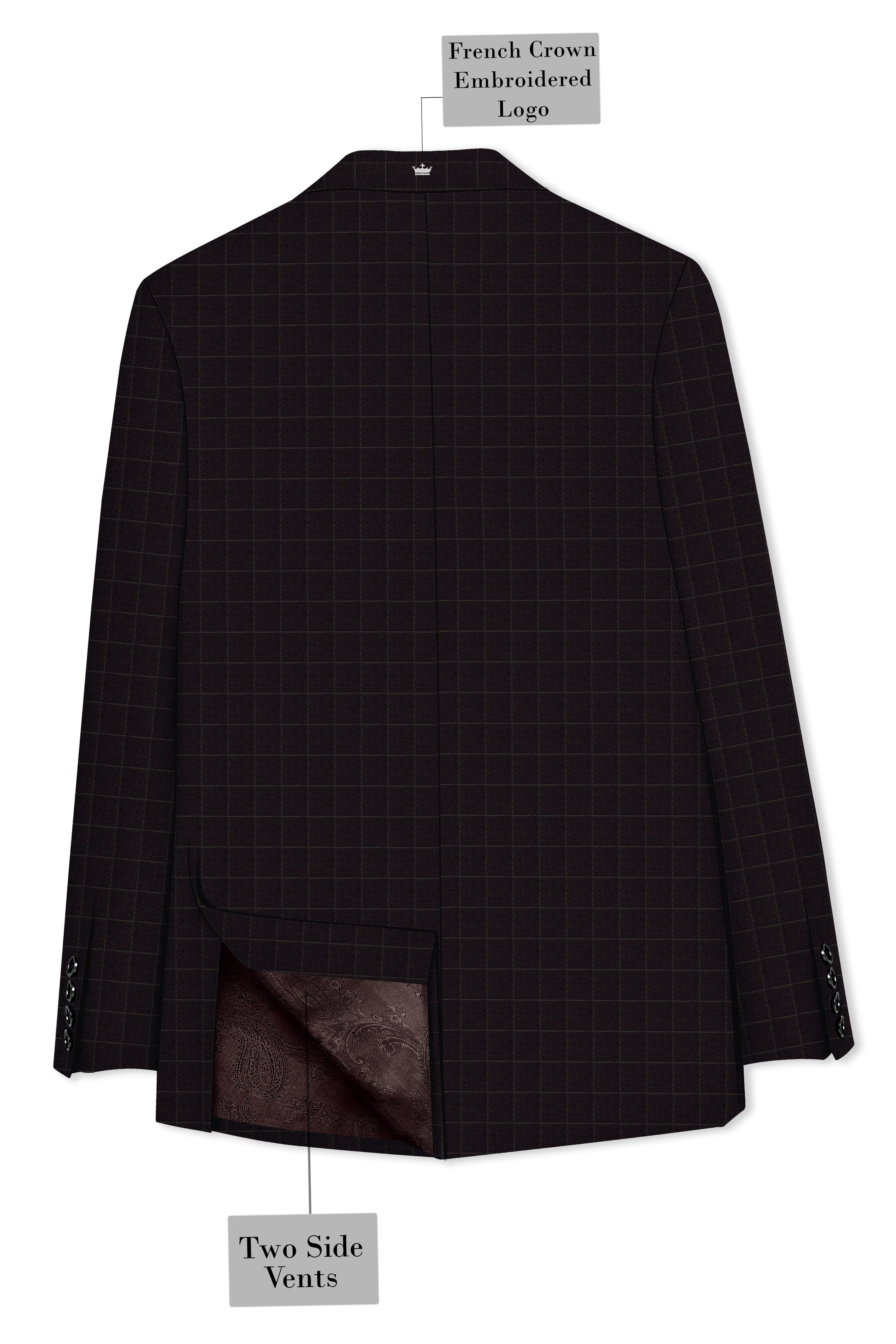 Thunder Brown windowpane Double Breasted Blazer