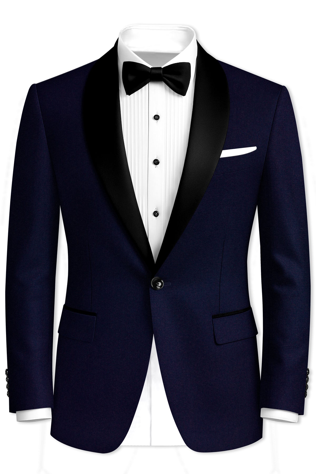 Gunmetal Blue with Black Lapel Tuxedo Suit