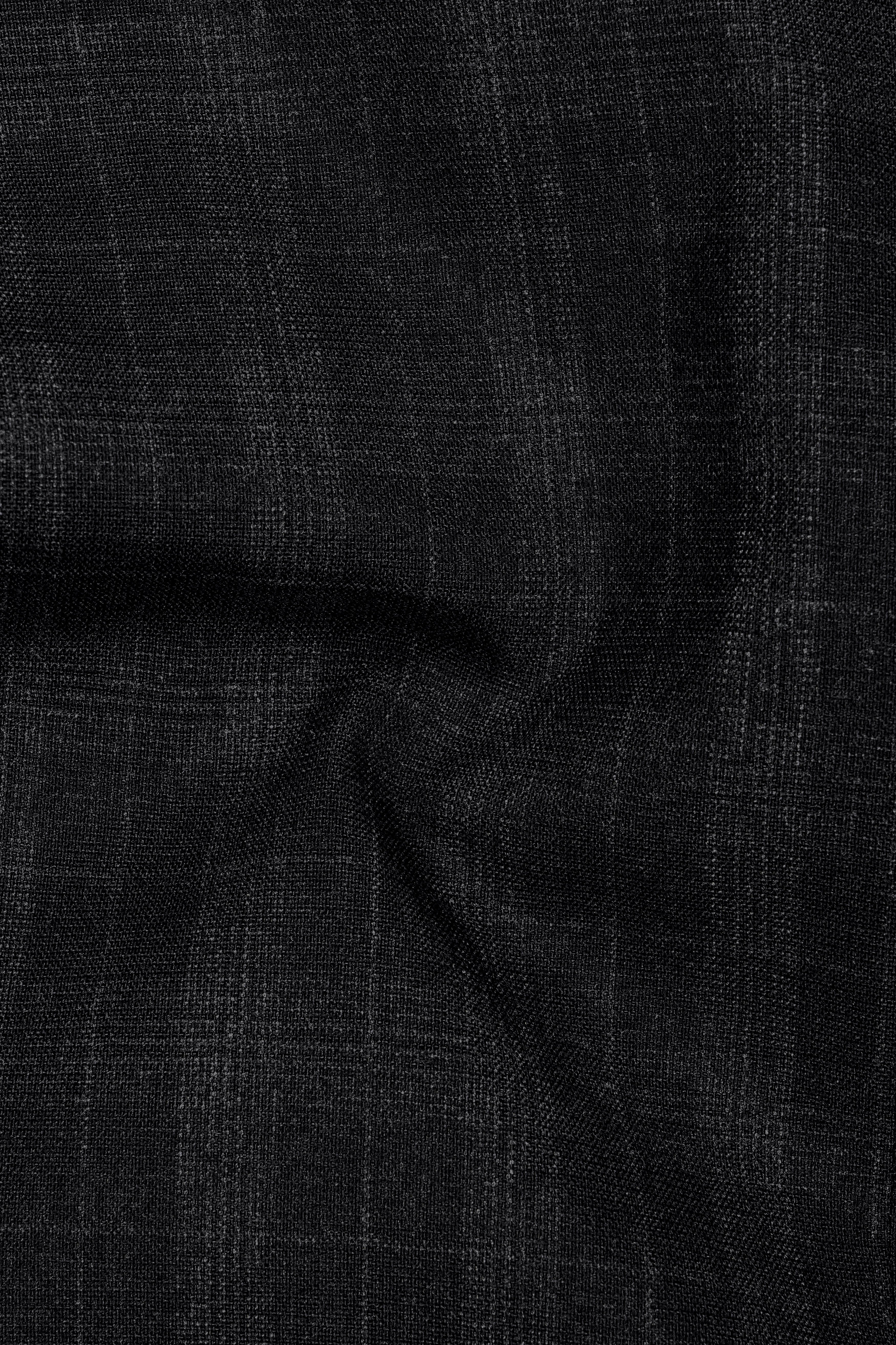 Charcoal Gray Plaid Cross Placket Bandhgala Blazer